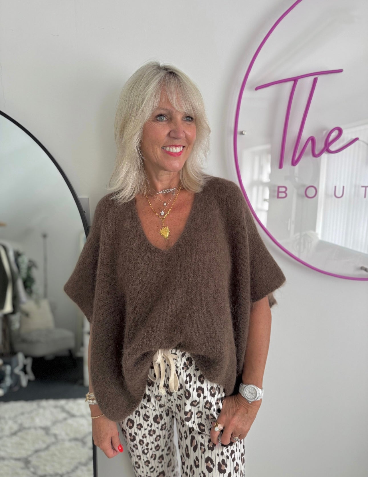 Mohair V Neck Tank in Soft Chocolate