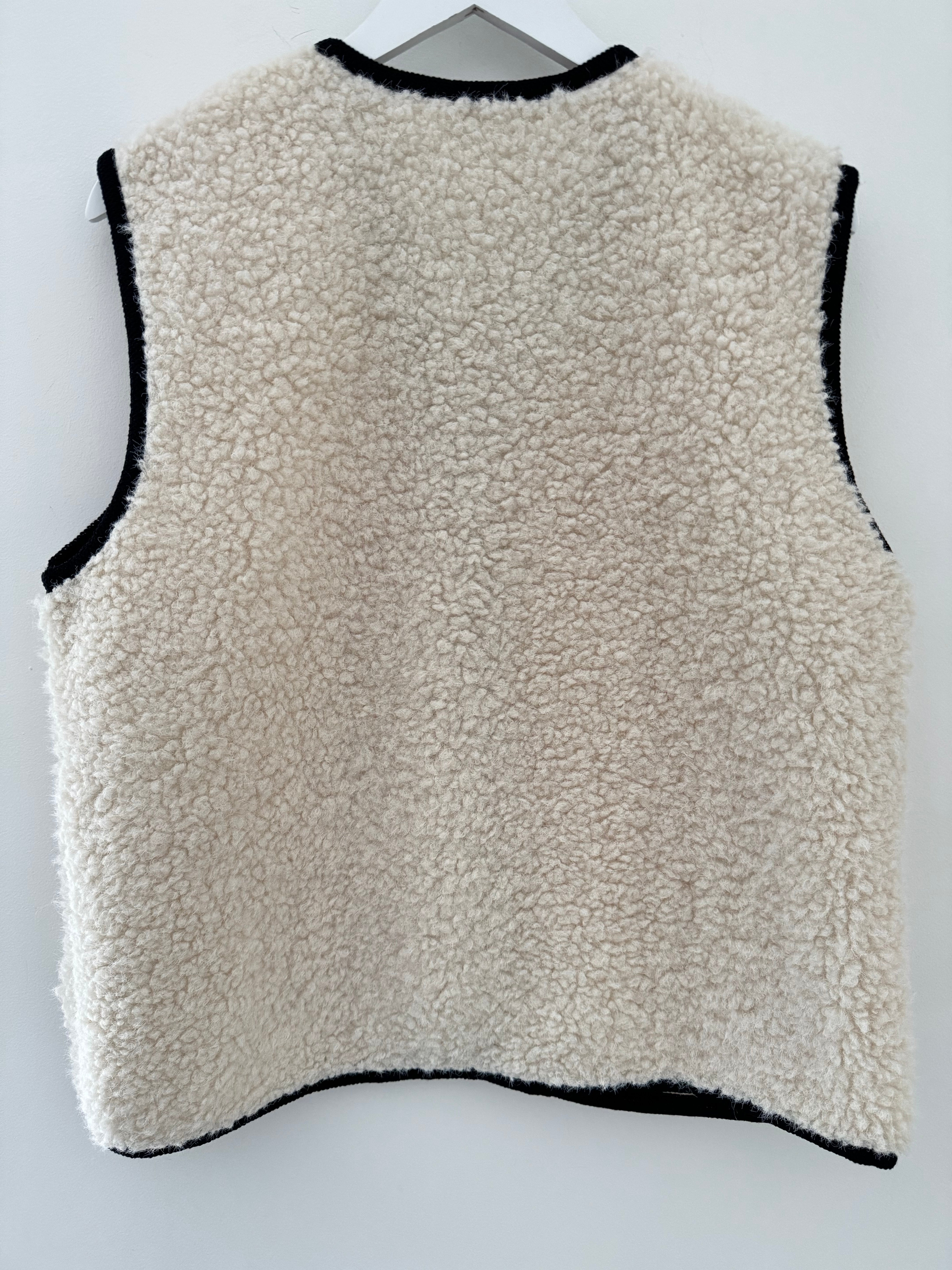Sheepskin Borg Gilet with Black Trim