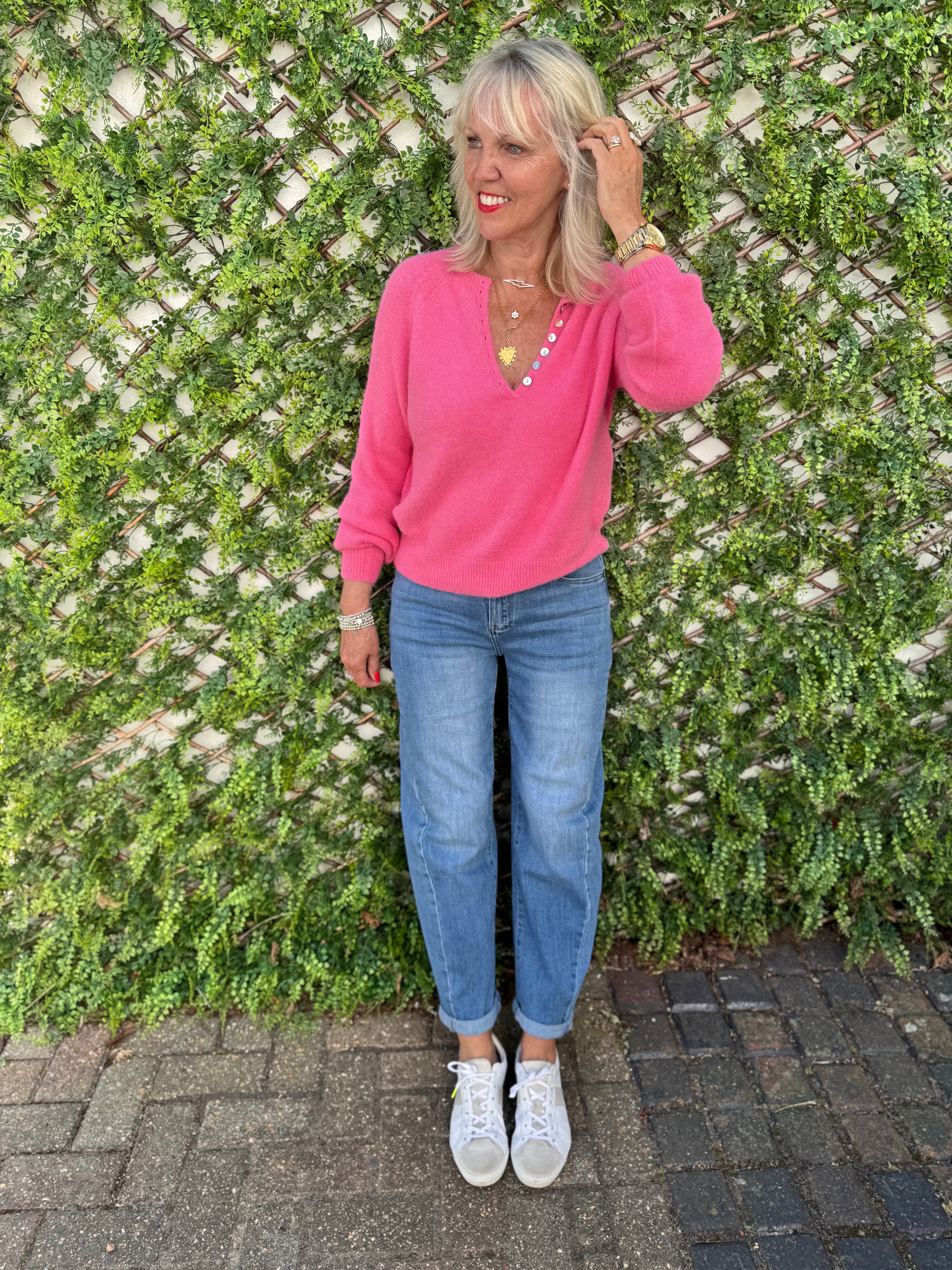 Stretch Boyfriend Jeans in Light Denim