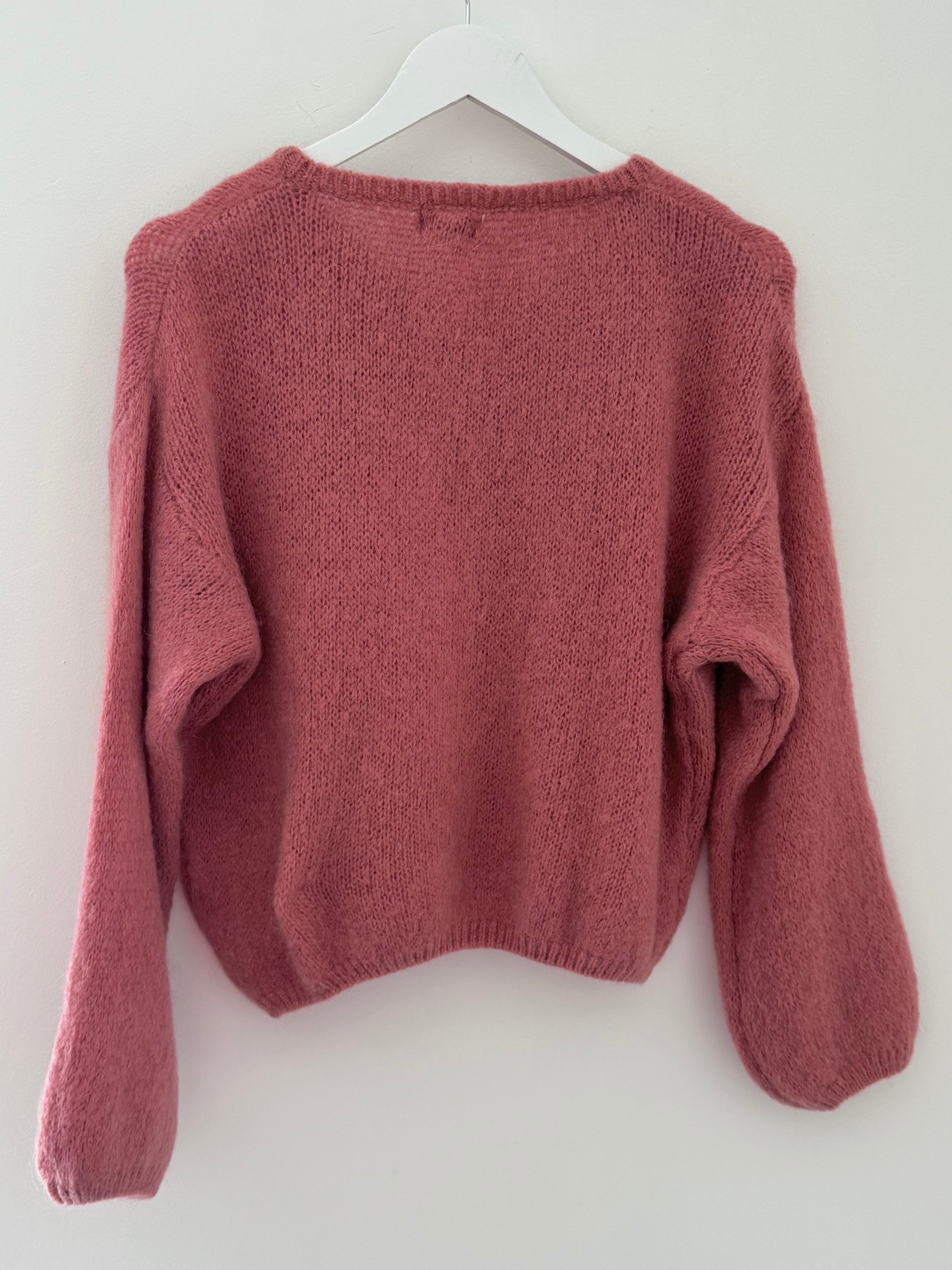 Mohair Buttoned Cardi in Blush Pink