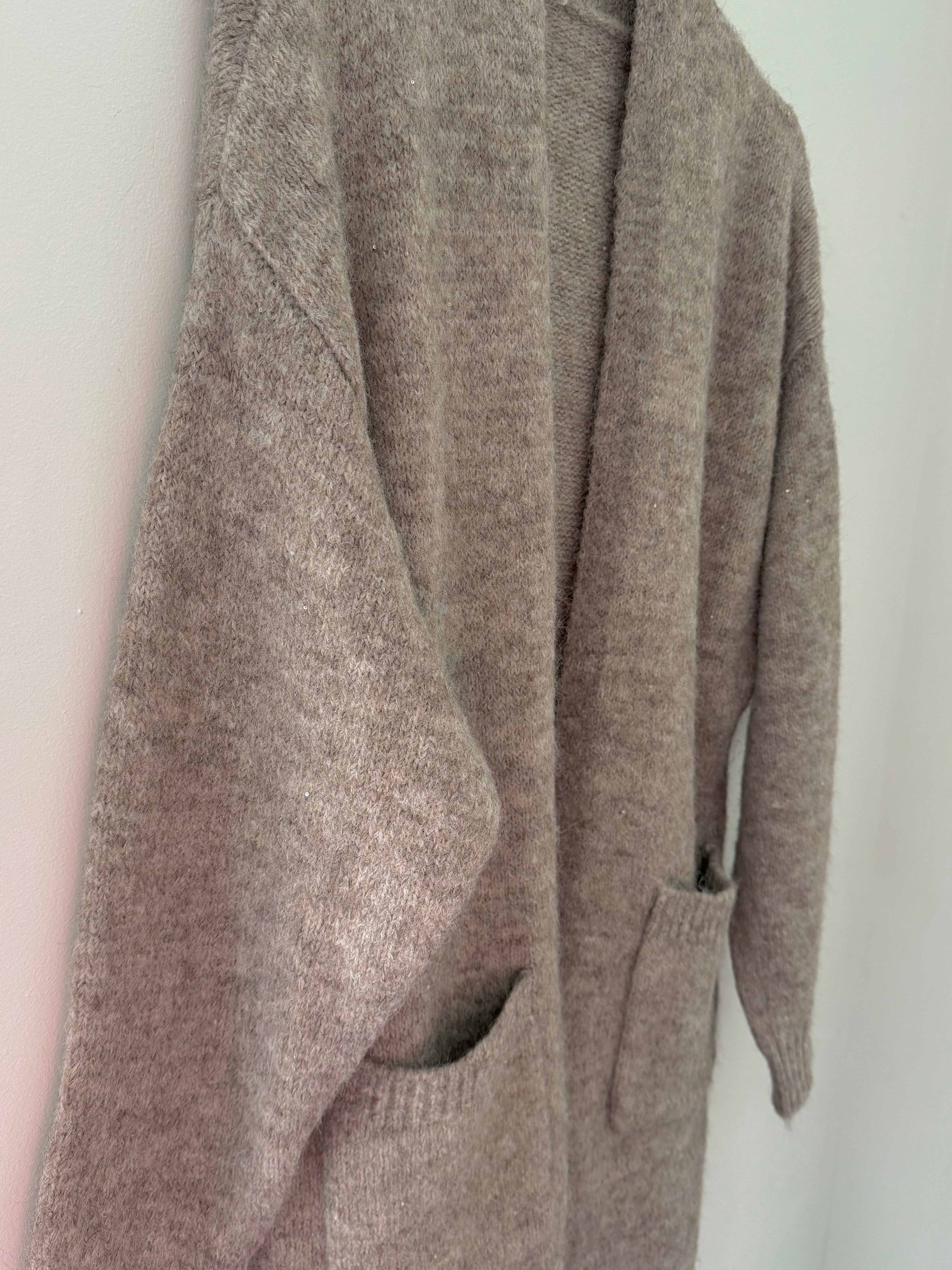 Long Pocket Cardi in Stone