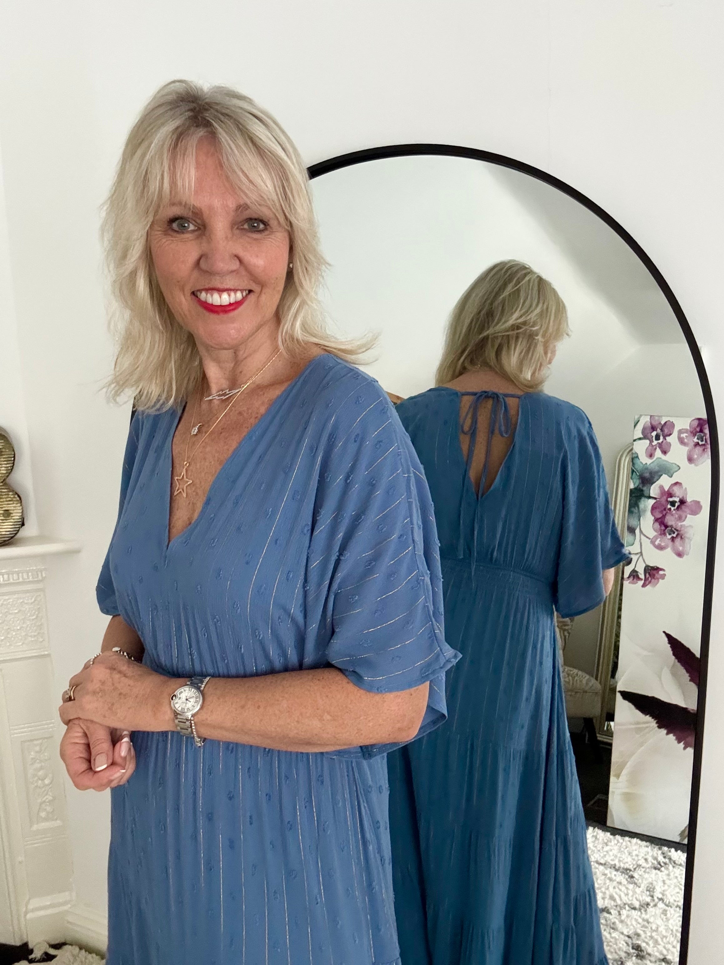 Kimono Midi Dress in Blue