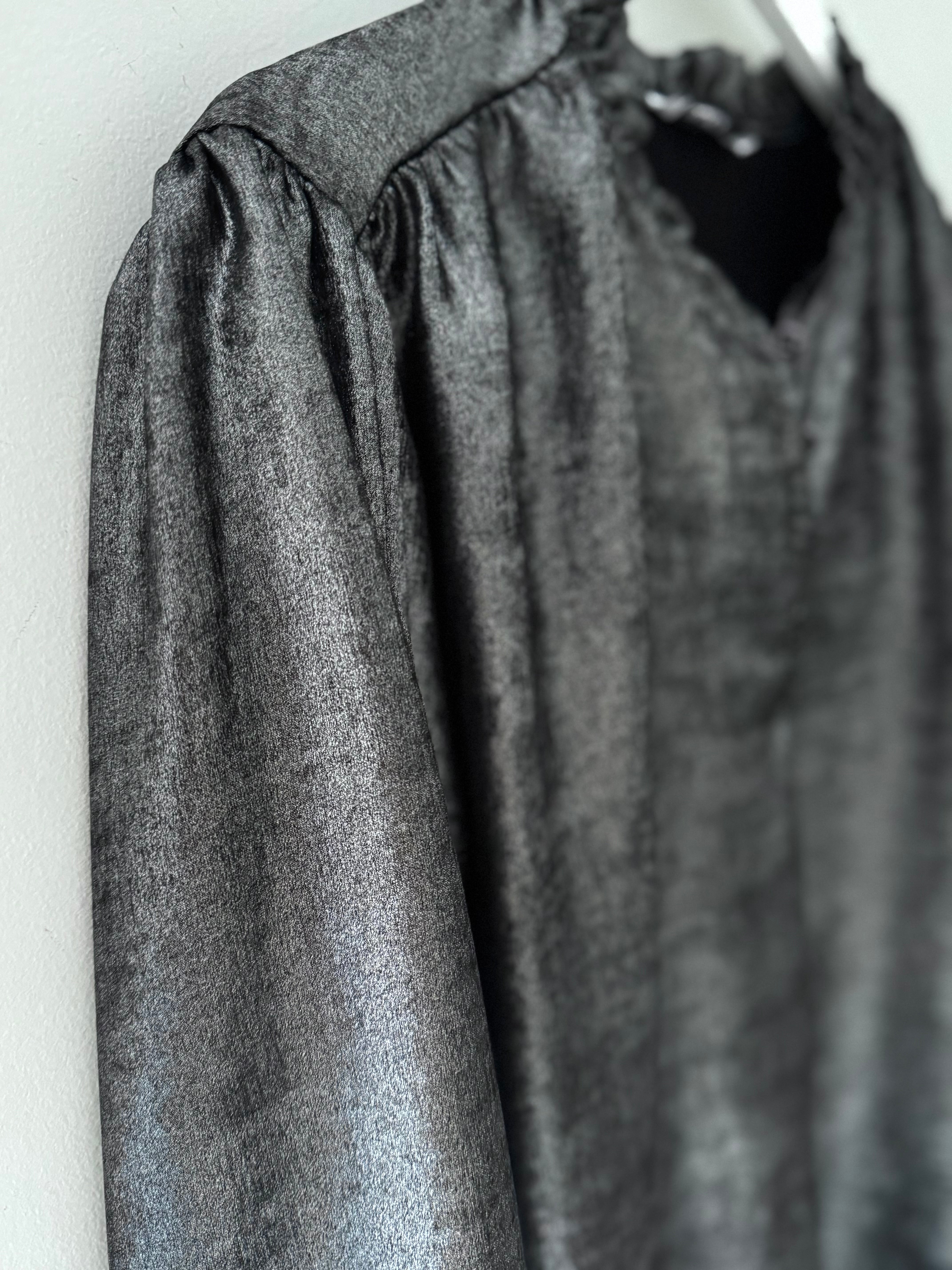Luxe Metallic Blouse in Pewter