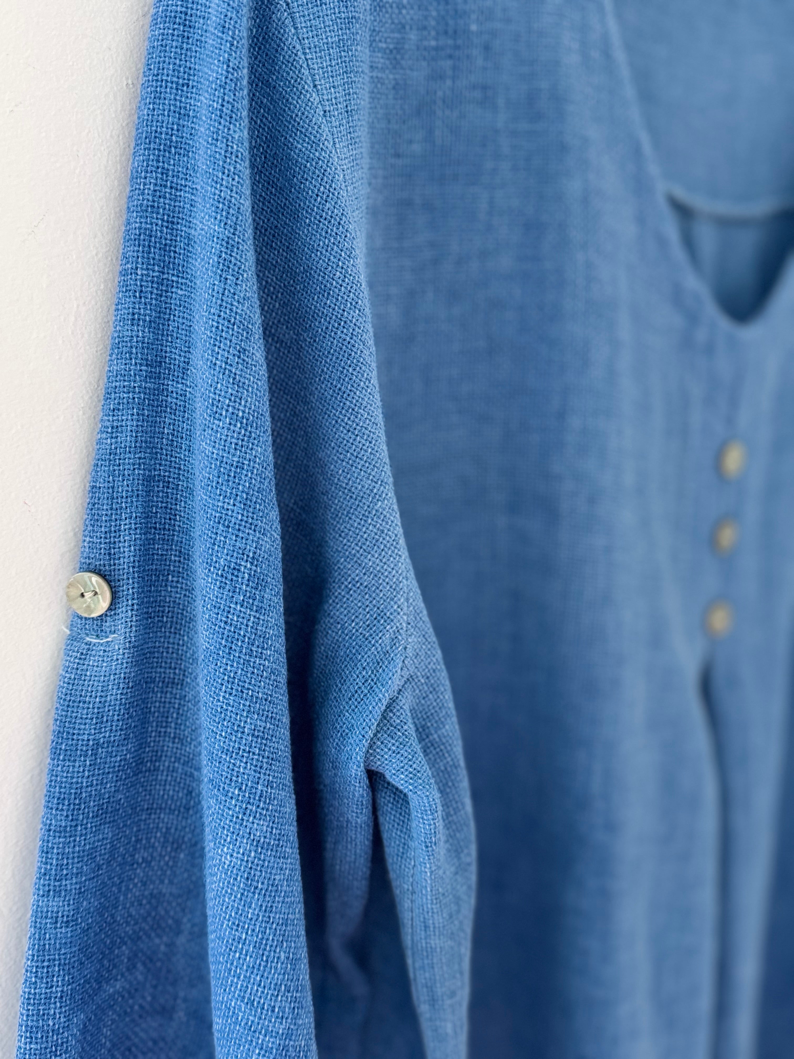Linen & Cotton Shirt in Sky Blue