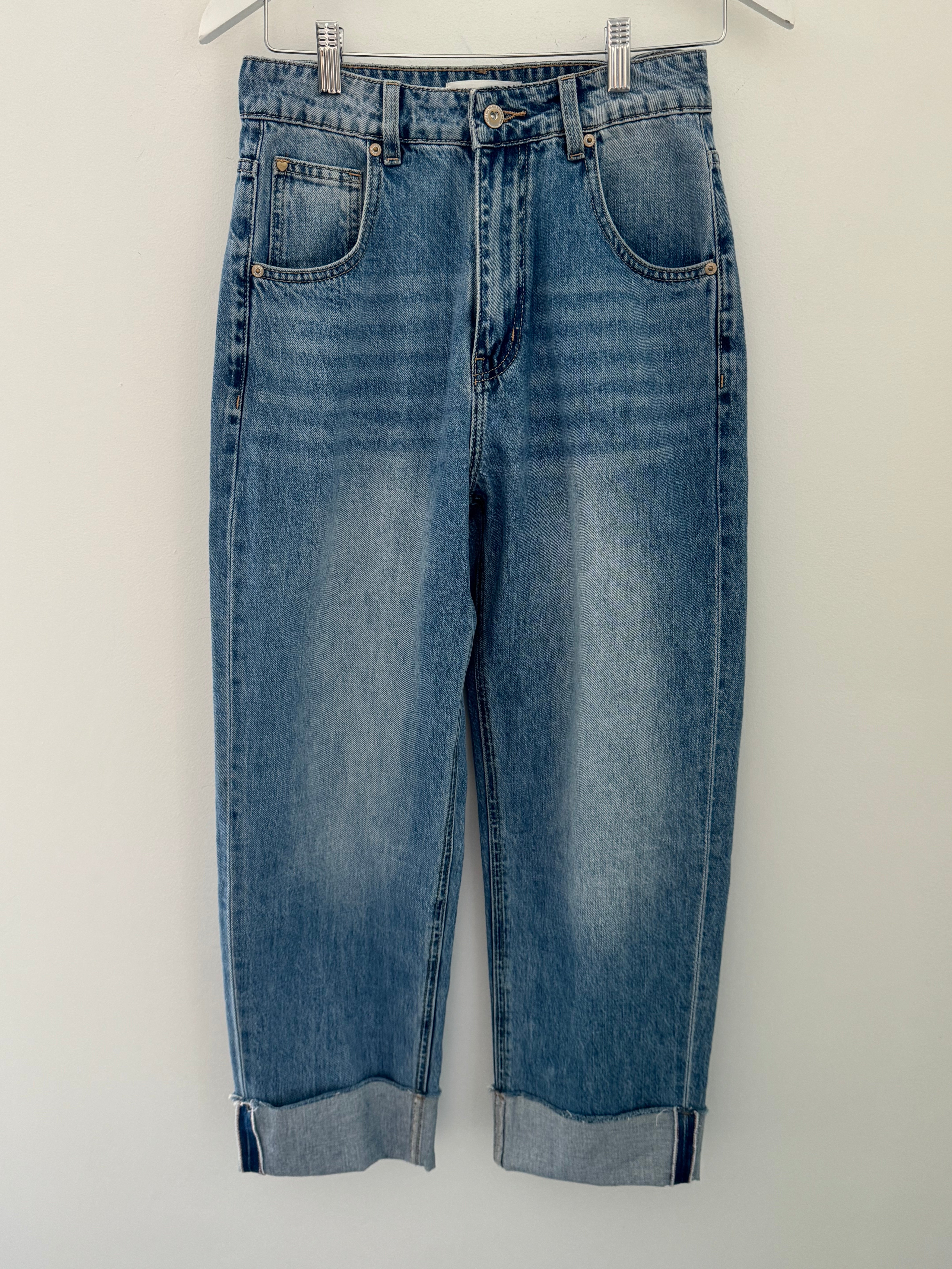 Straight Leg Jeans with Turnups