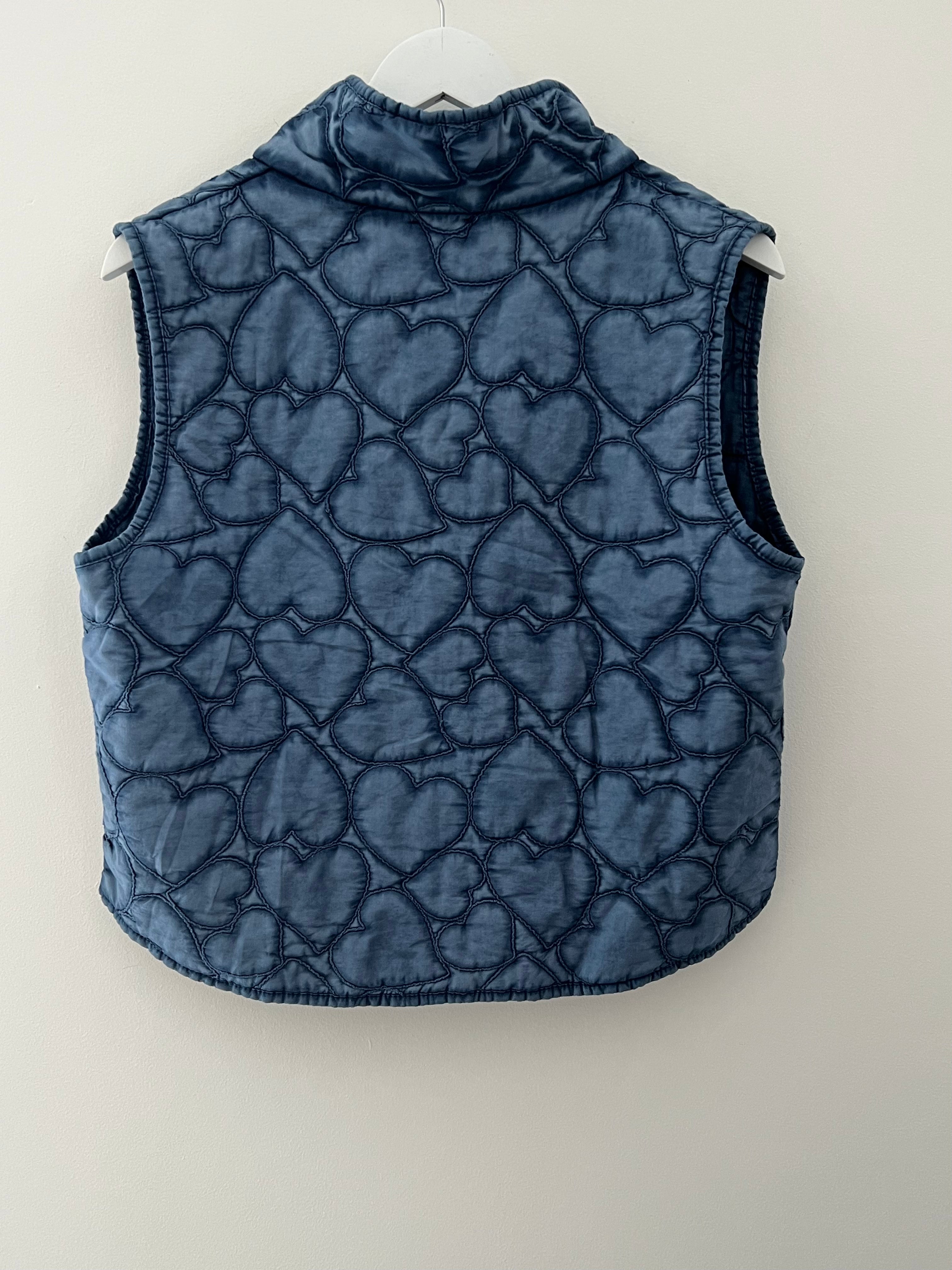 Quilted Gilet with Denim Hearts