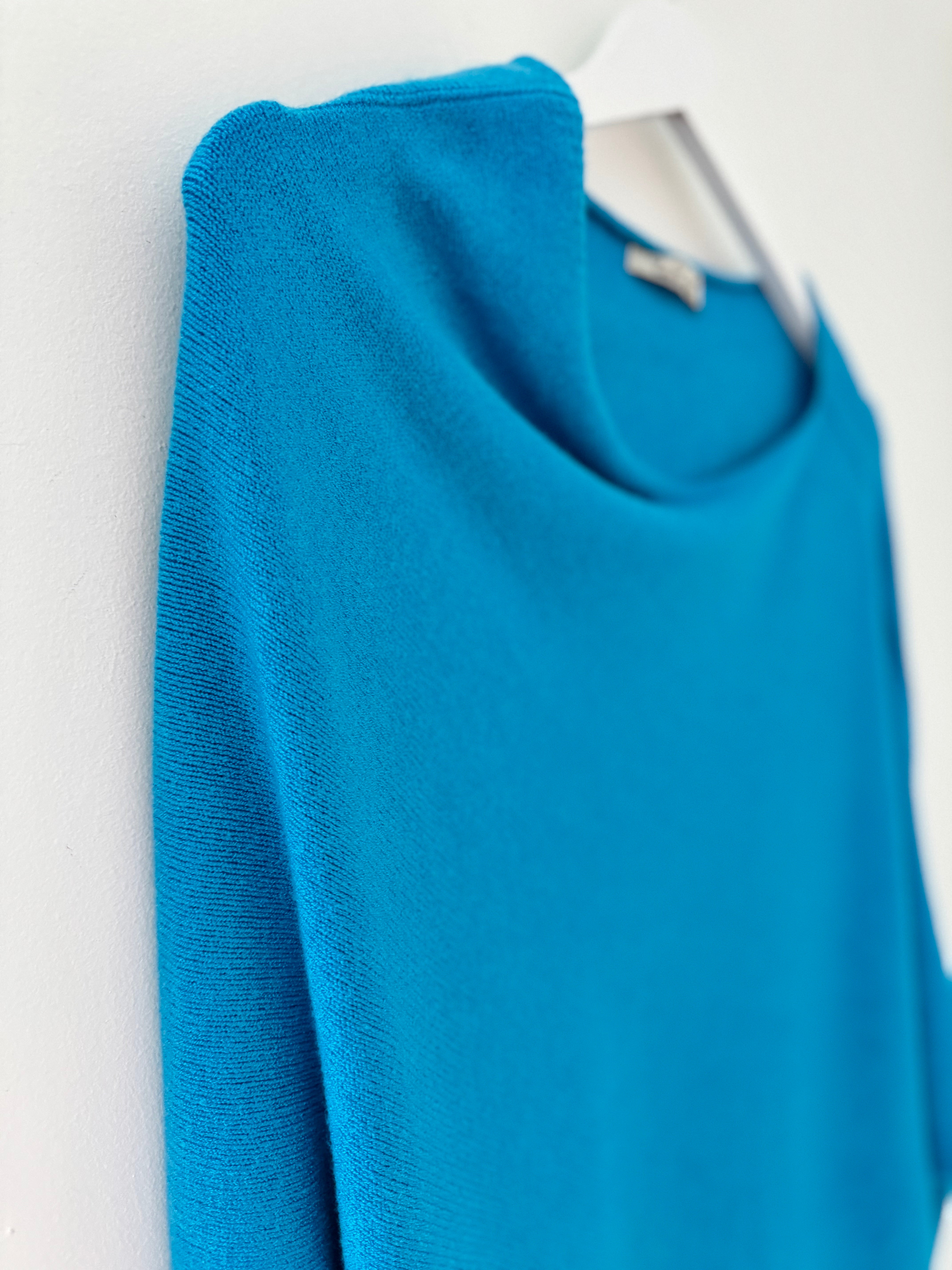 Cowl Neck Asymmetric Jumper in Turquoise