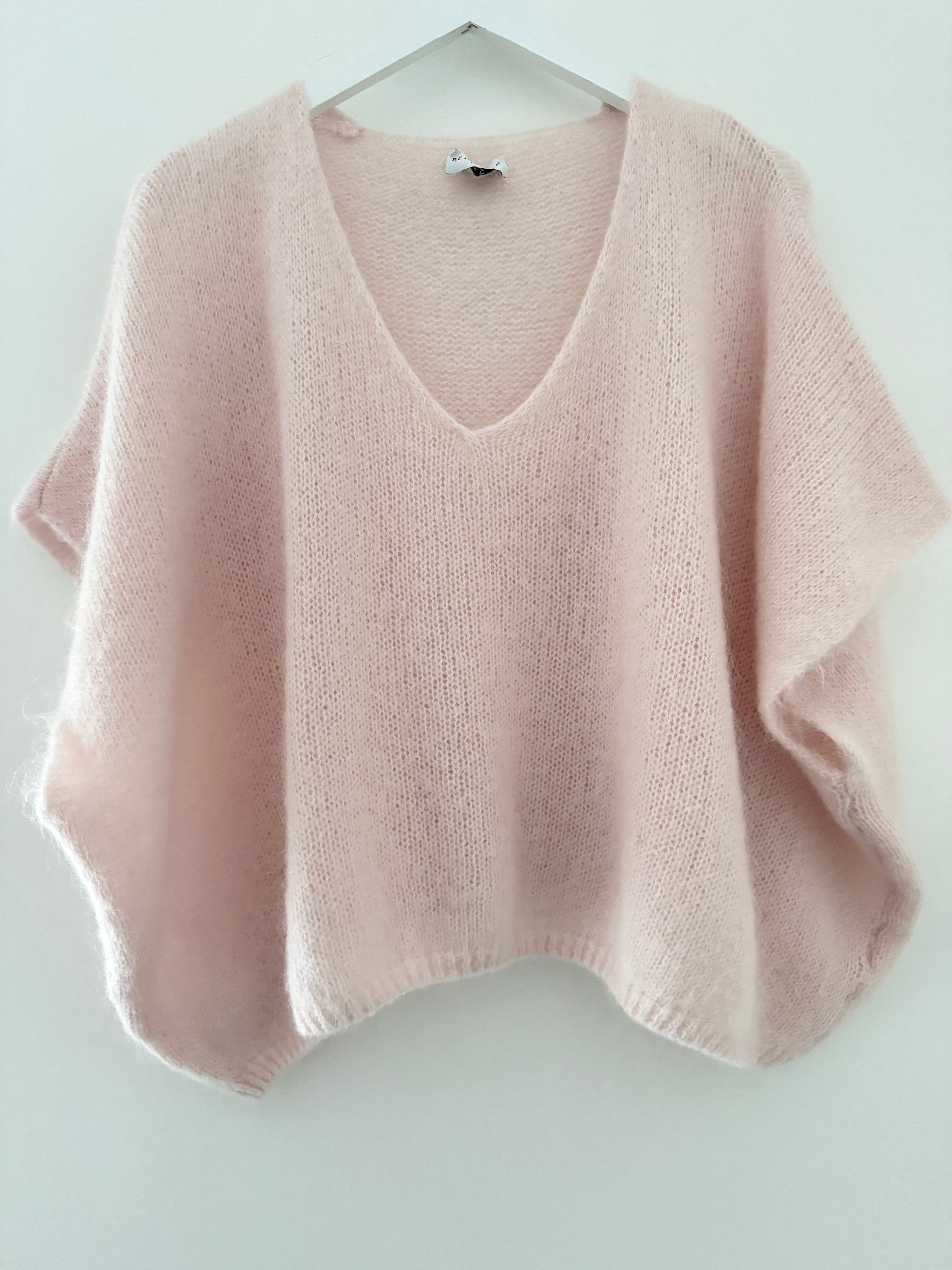 Mohair V Neck Tank in Shell Pink