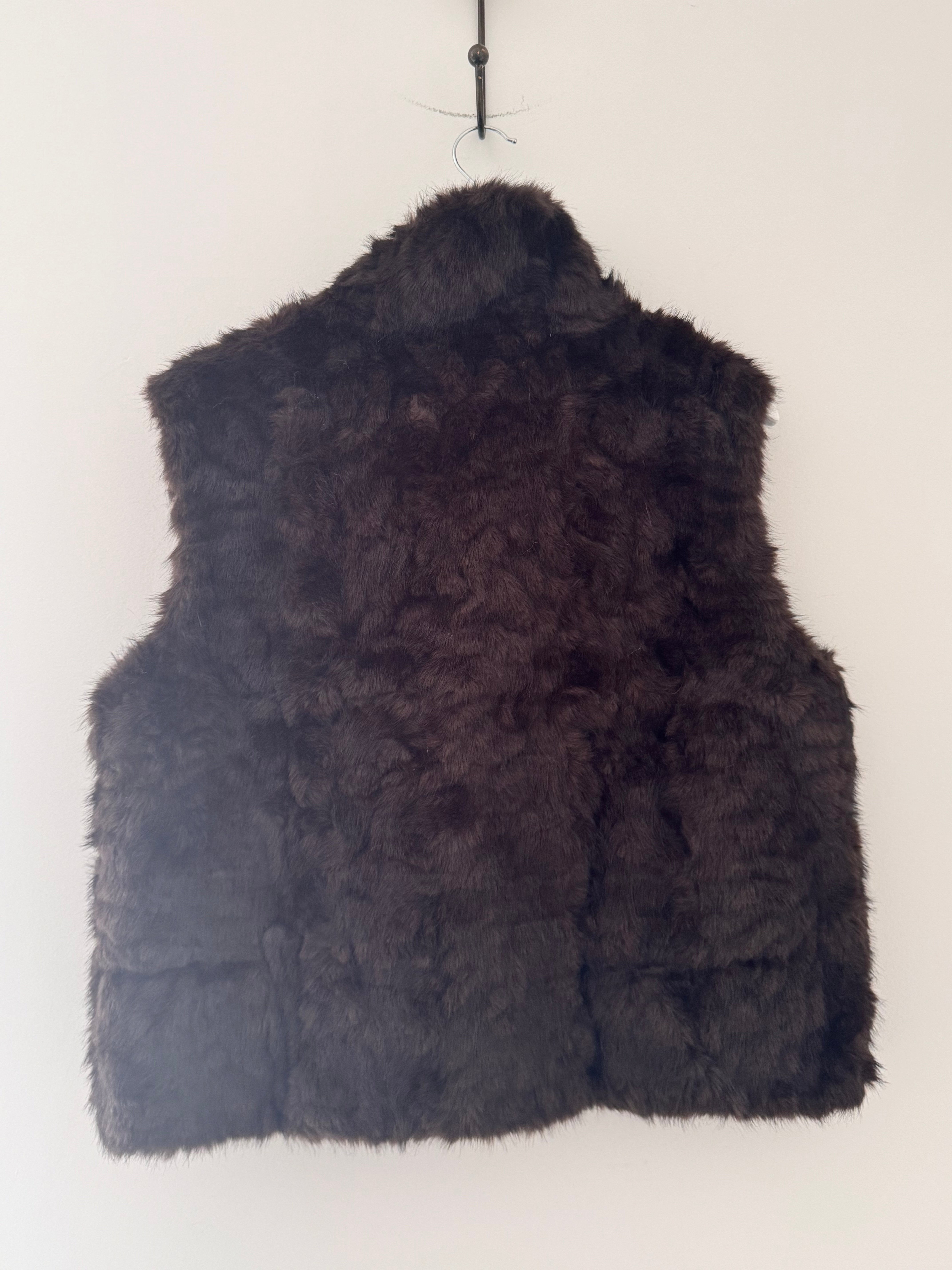 Designer Faux Fur Gilet in Chocolate