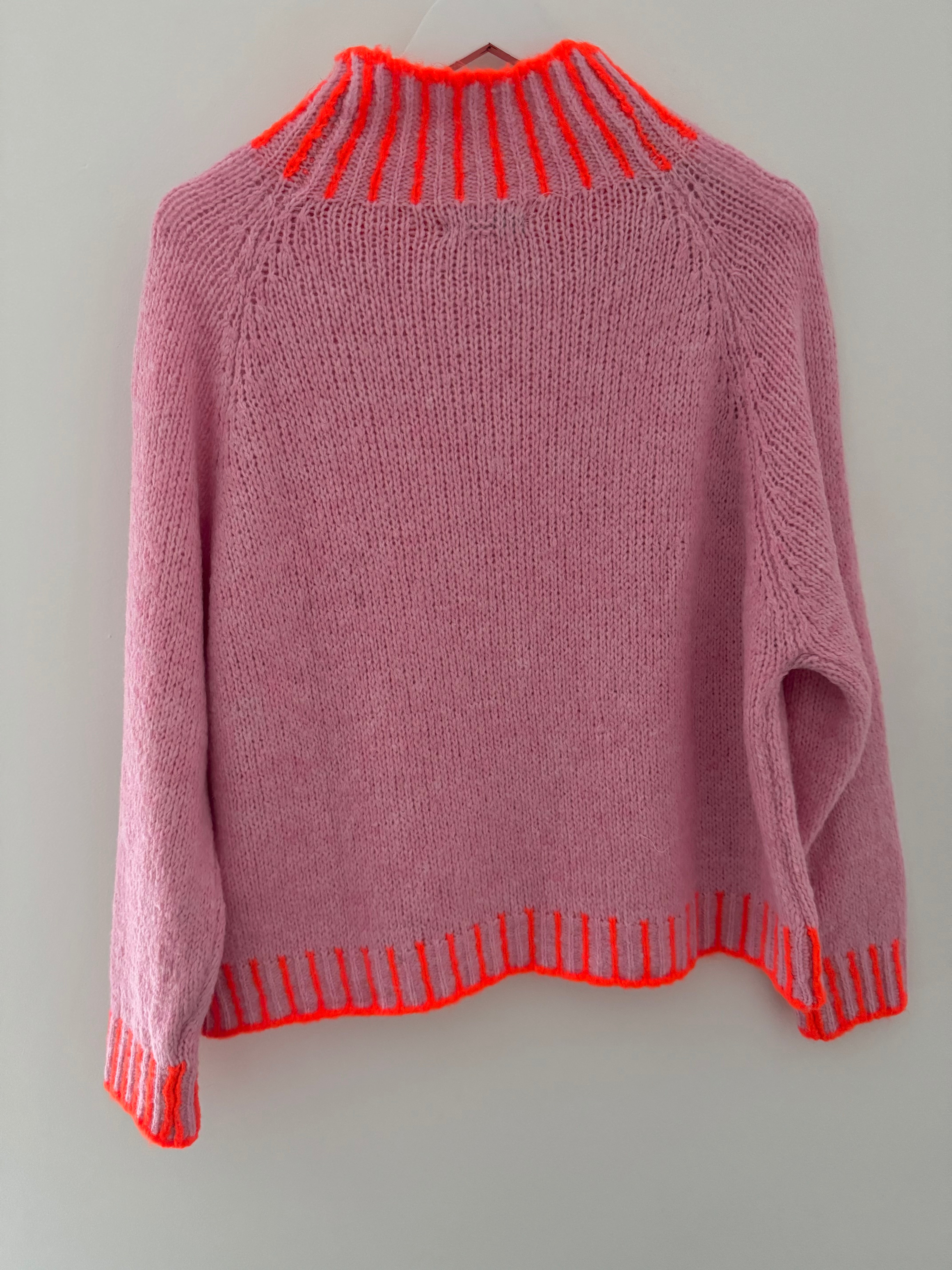 Stunning Funnel Neck Jumper in Pink & Orange