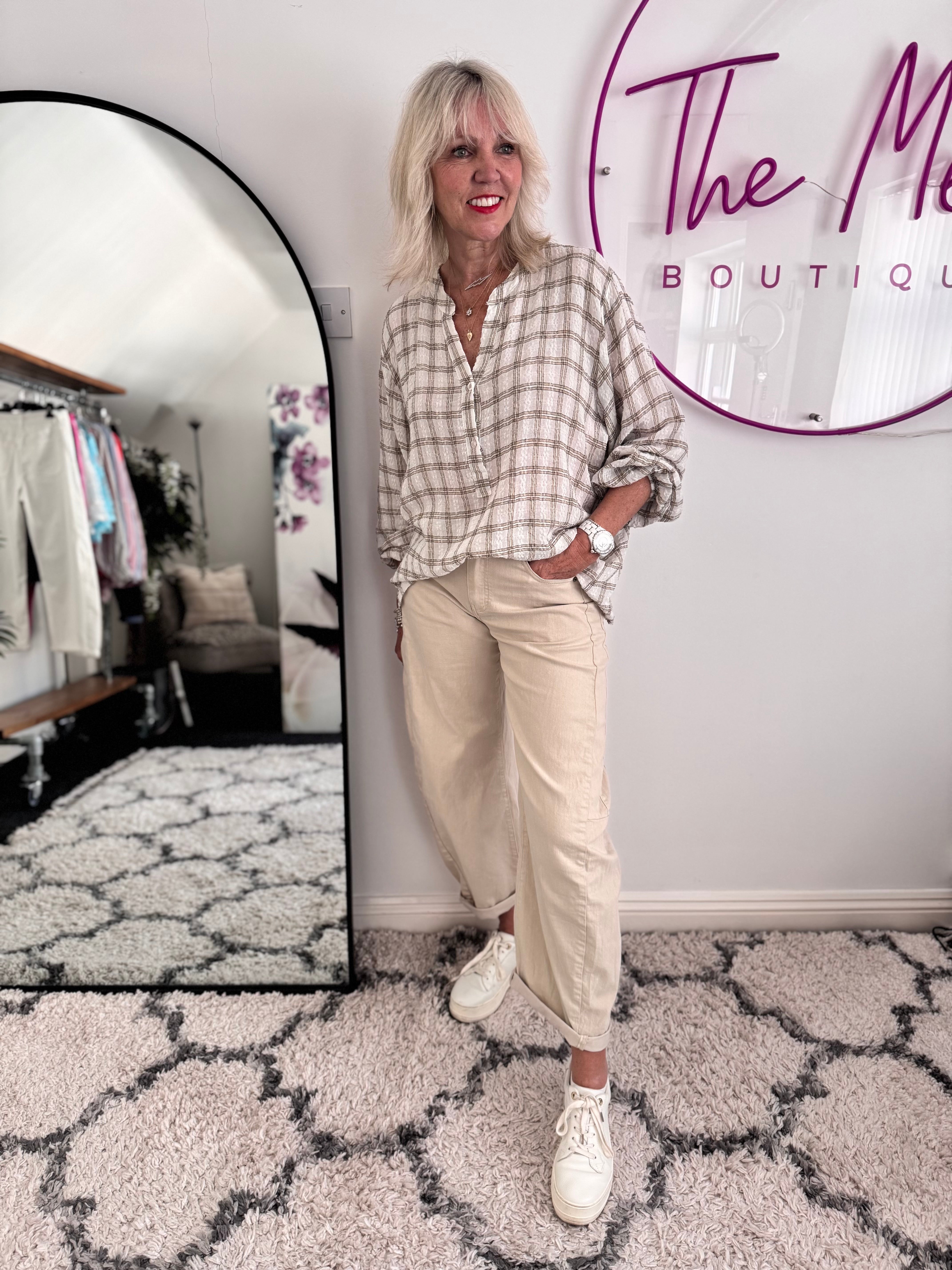 Barrel Leg Jeans in Stone