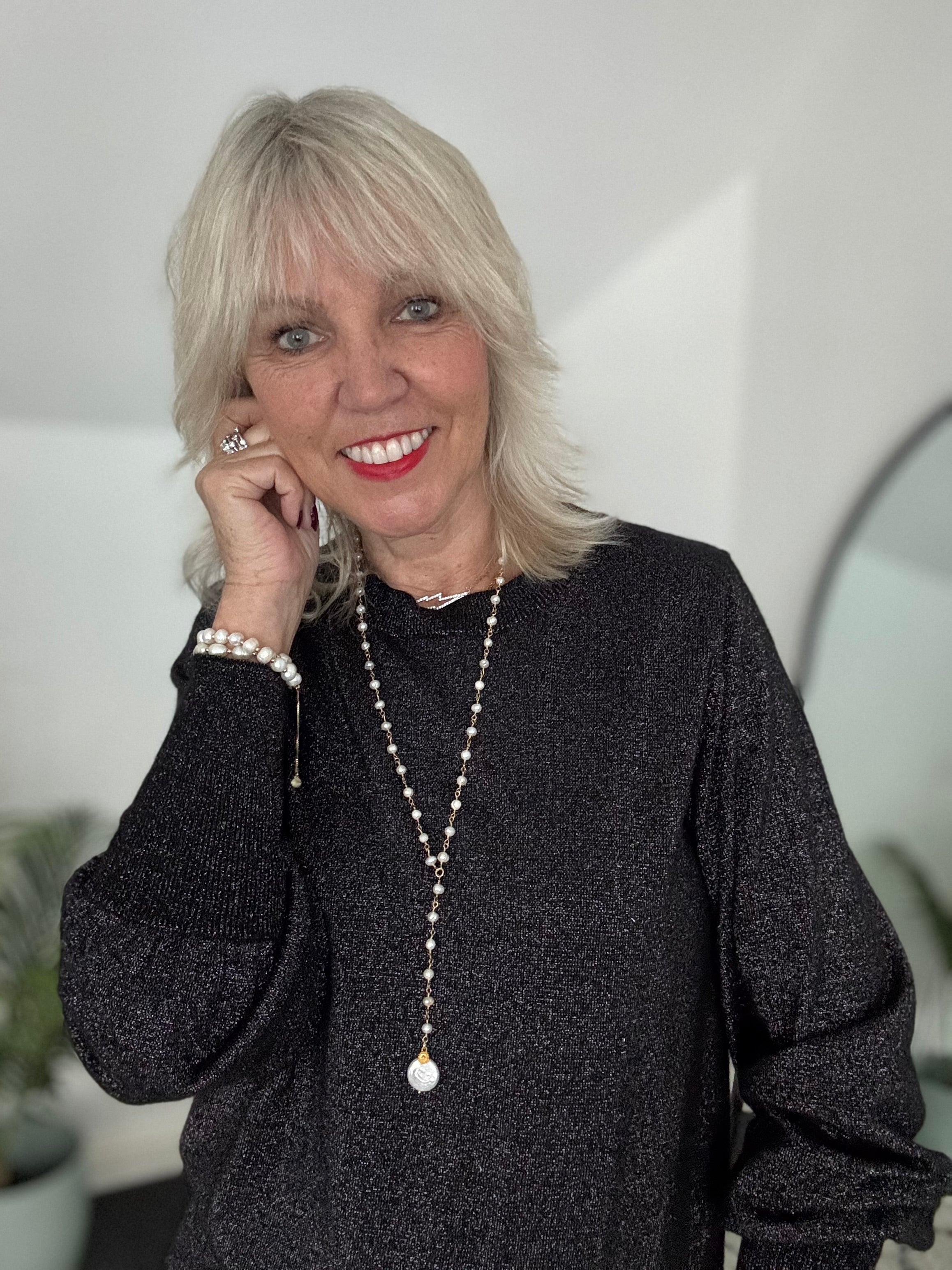 Soft Shimmer Jumper in Black