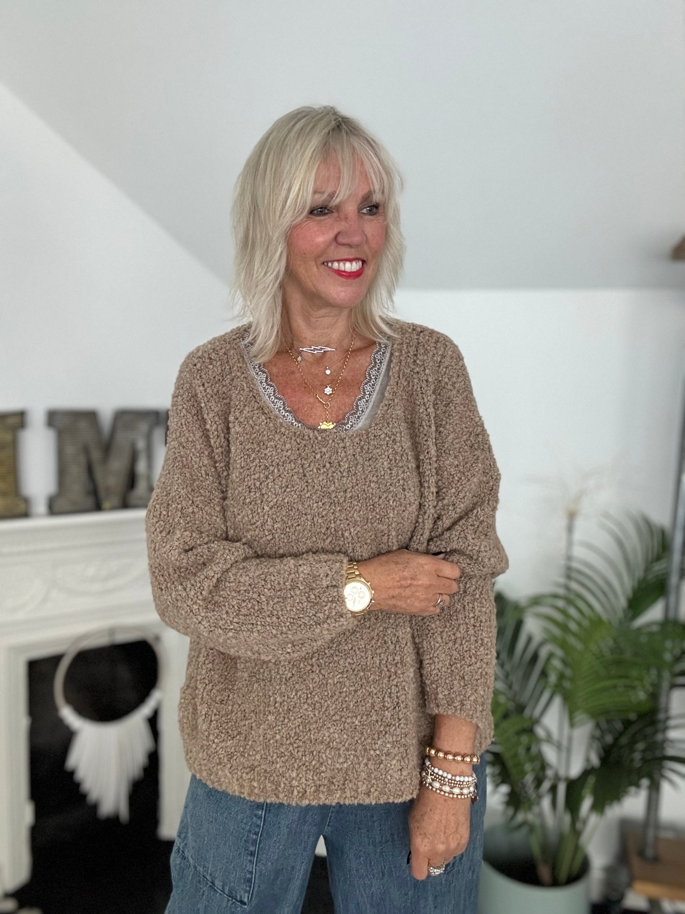 Boucle Jumper in Latte