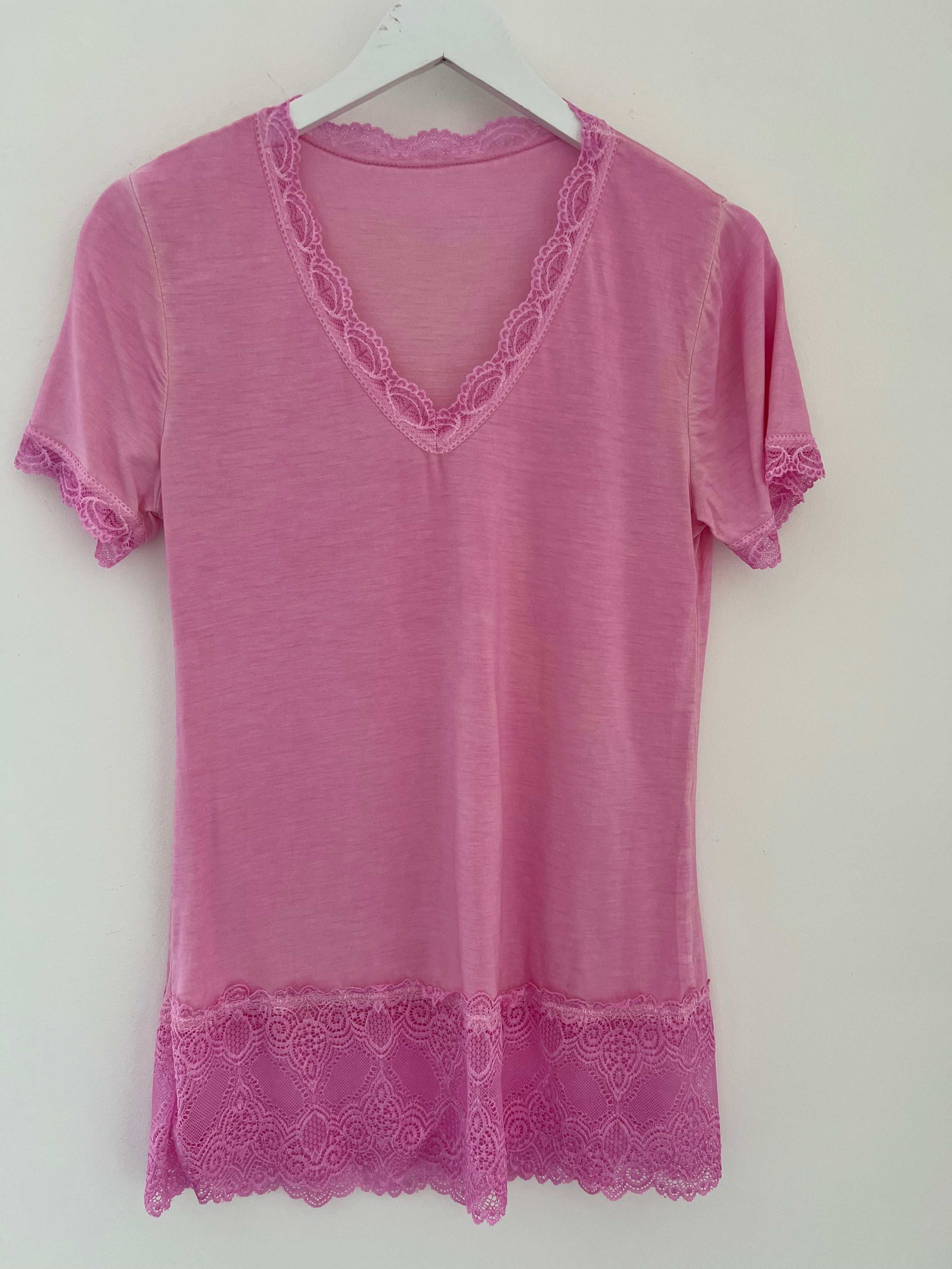 Short Sleeve Luxe Base Top in Pink