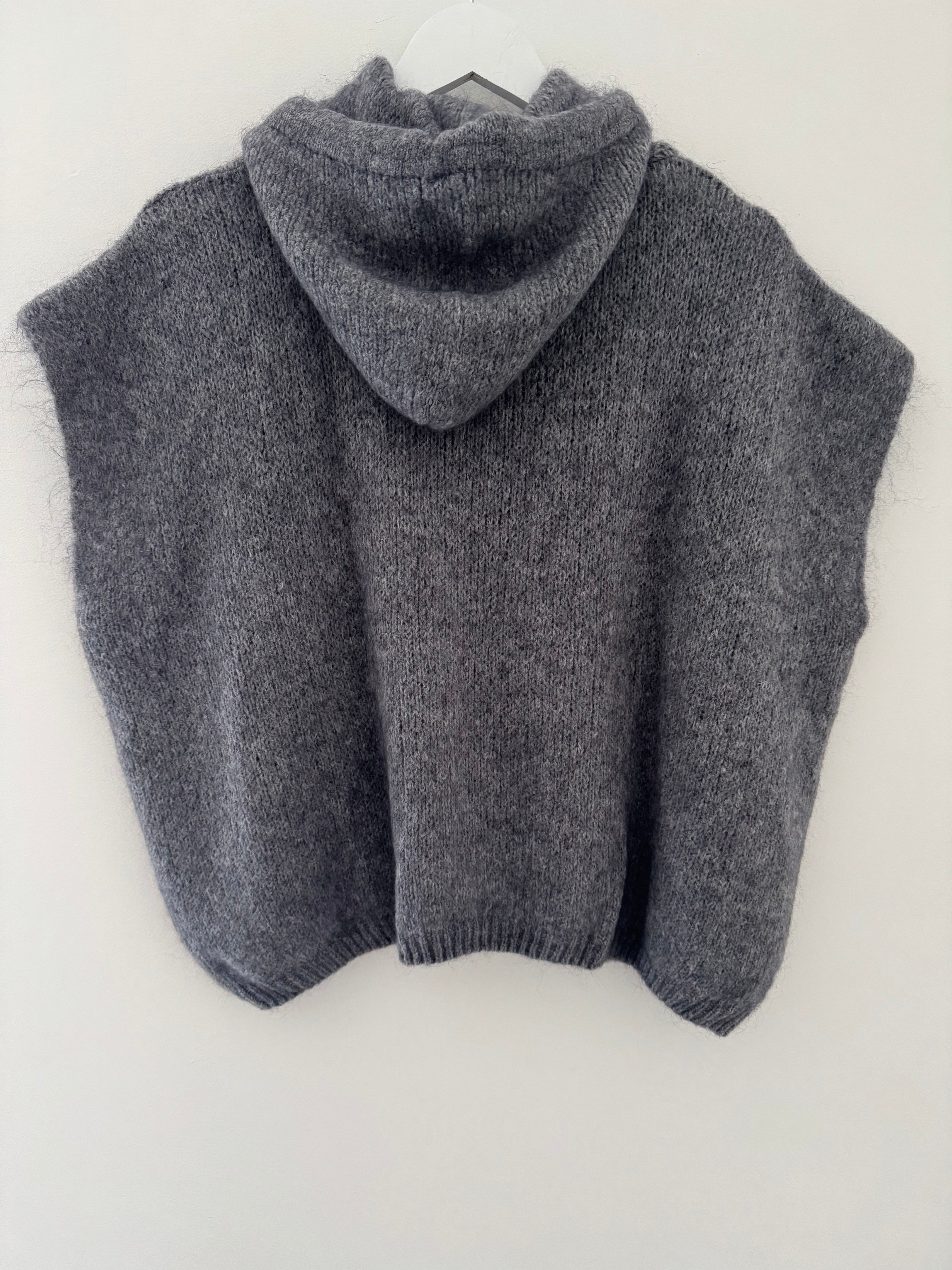 Mohair Hooded Tank in Charcoal