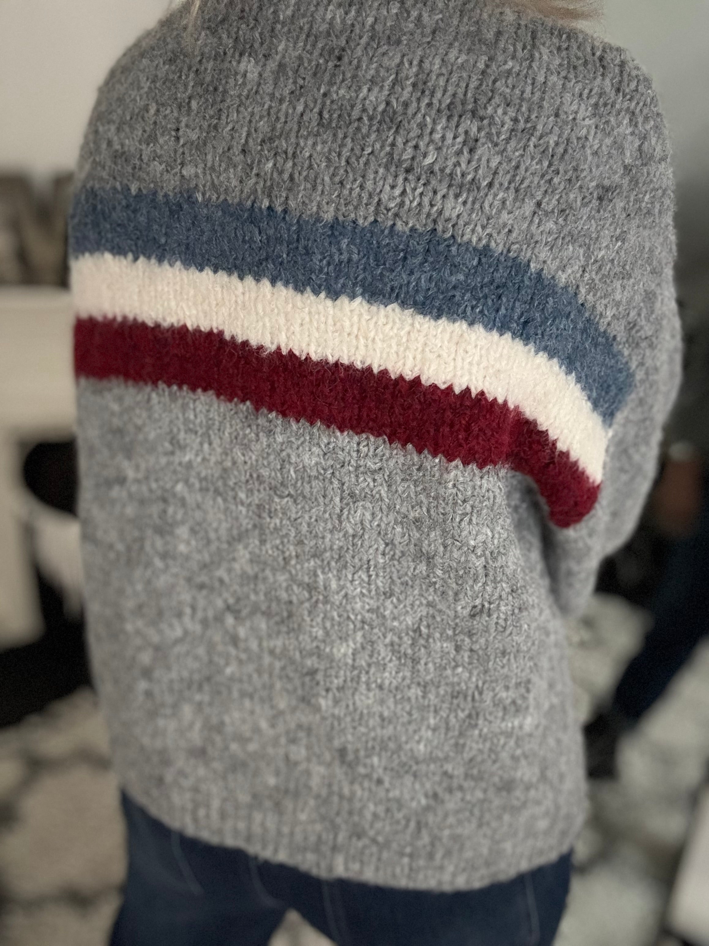 Soft Cardi with Stripes in Grey