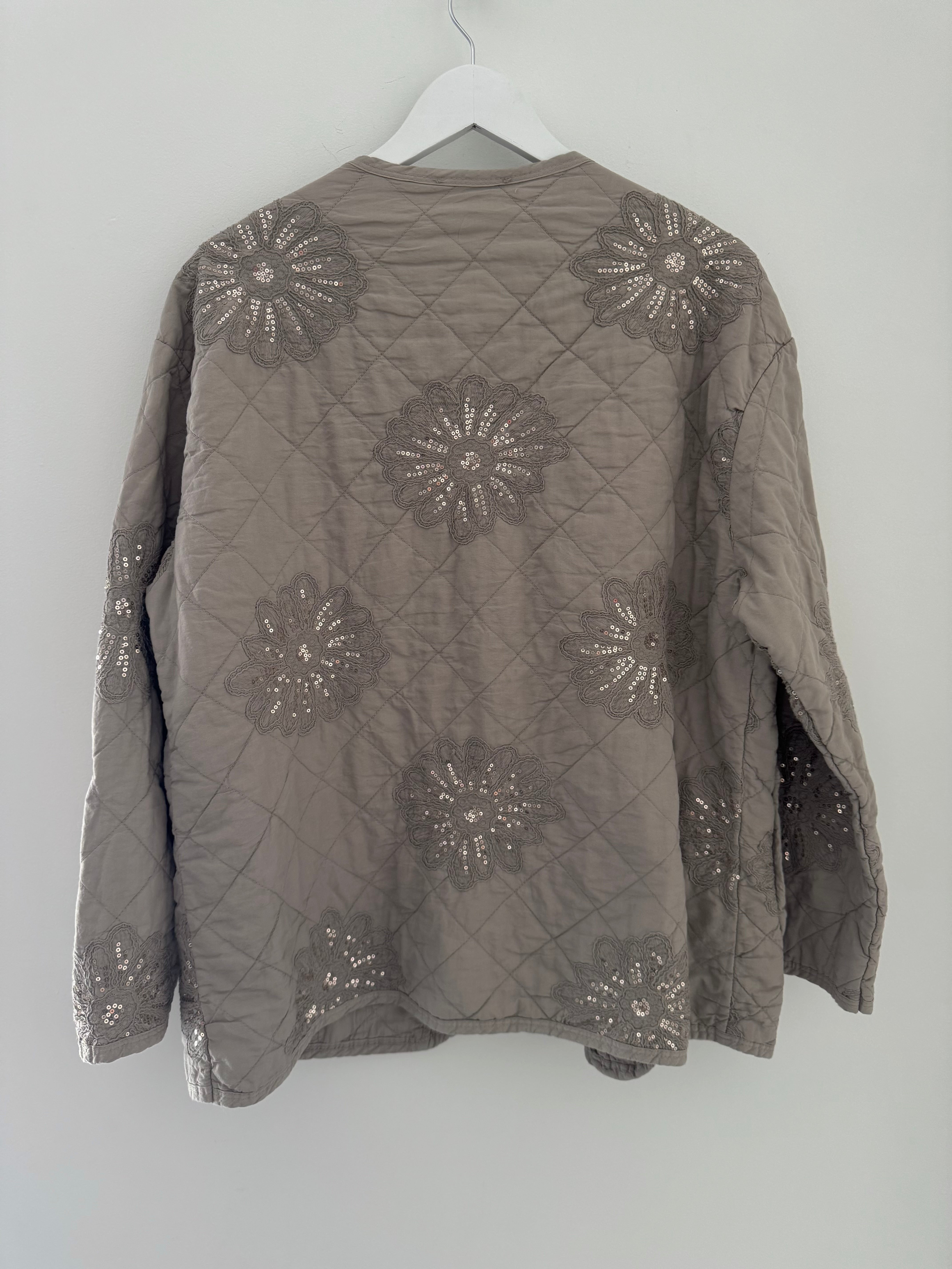Quilted Jacket with Sequins in Mocha