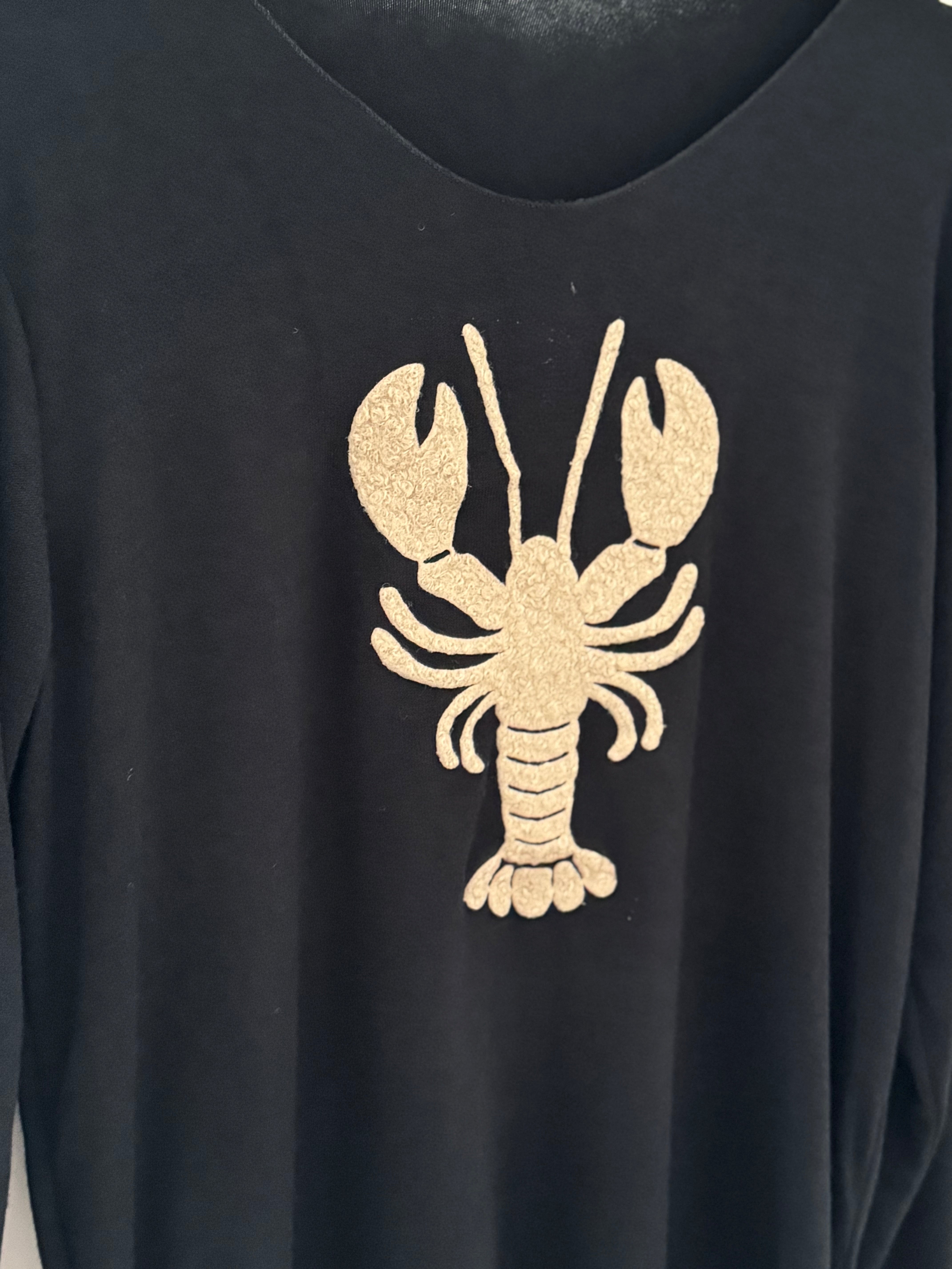 Soft V Neck Lobster Knit in Black