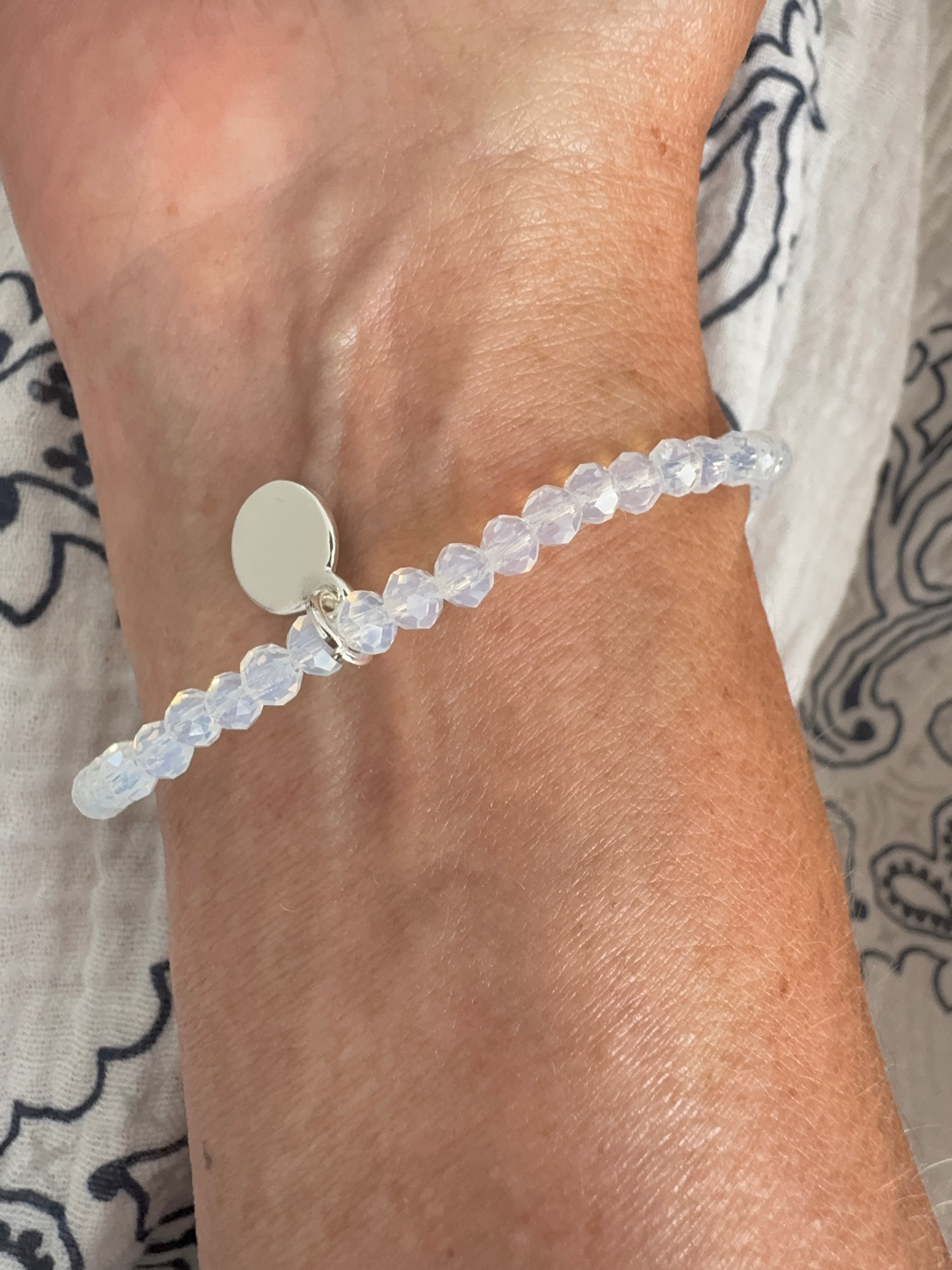 Moonstone Bead Bracelet with Gold Star