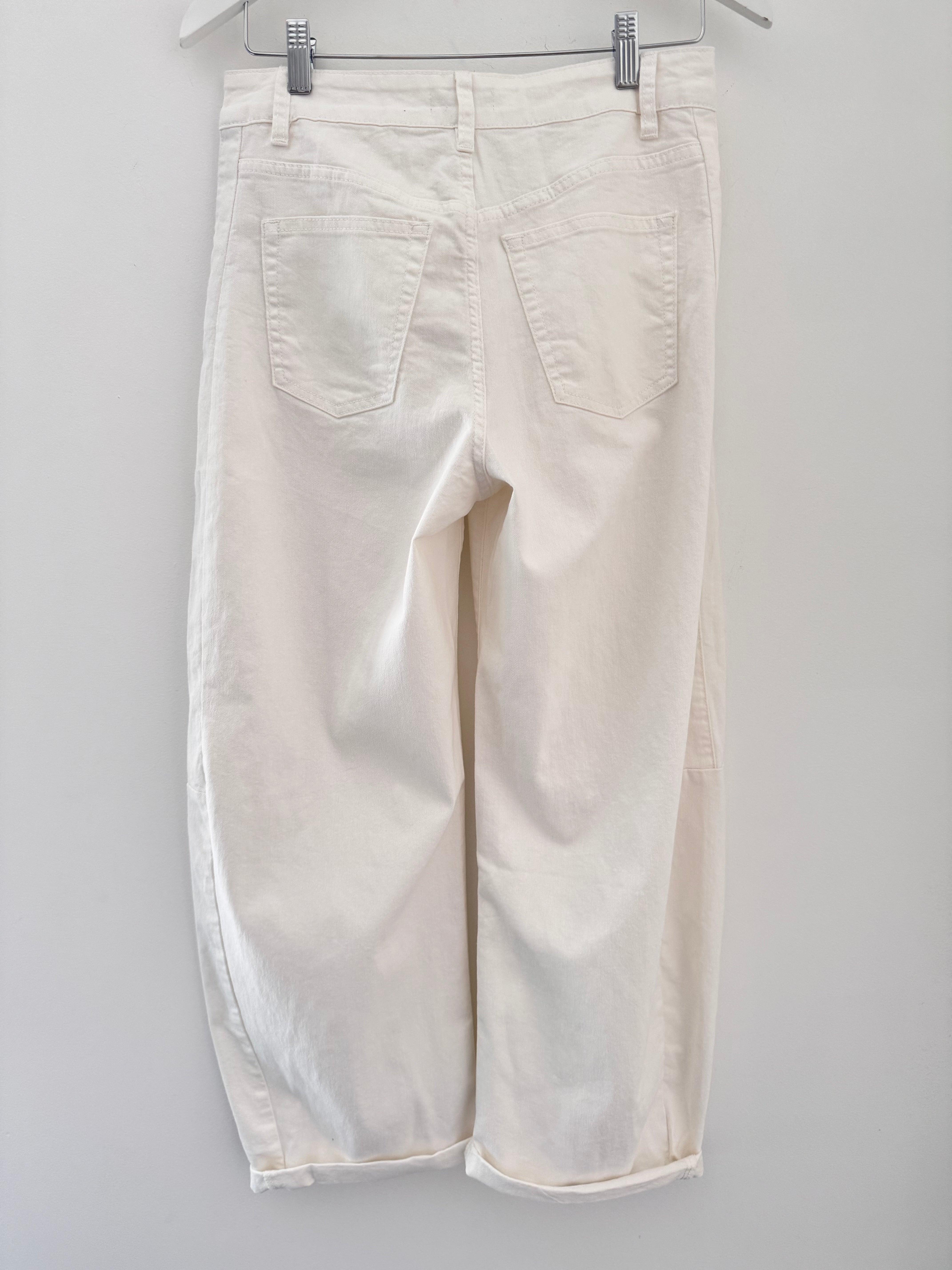 Barrel Leg Jeans in Ivory