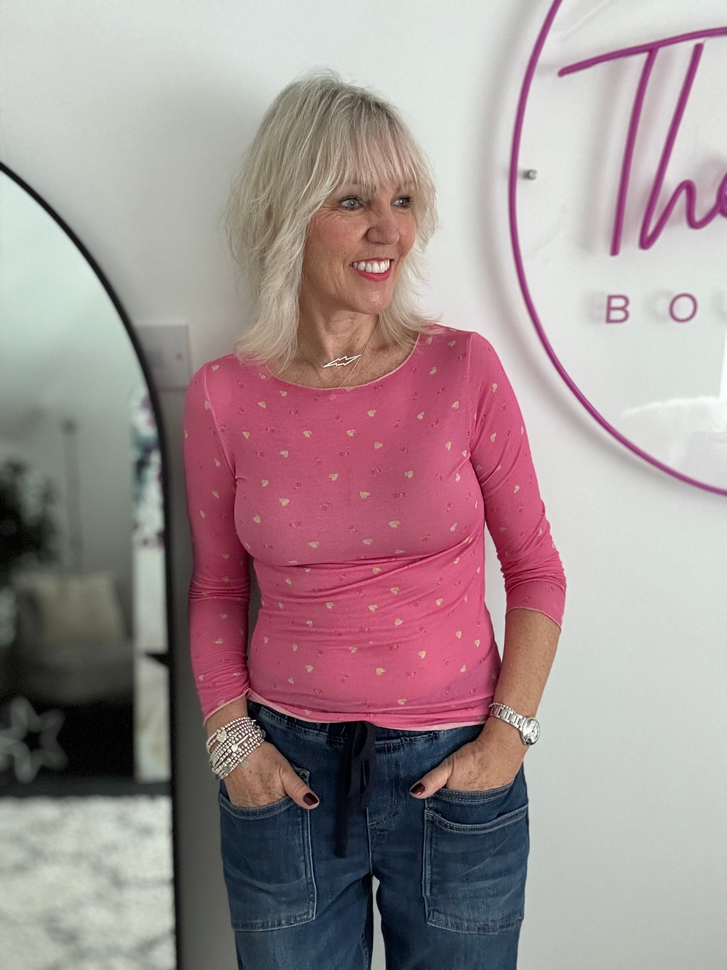 Ultrasoft Cashmere Hearts Base Layer in Pink