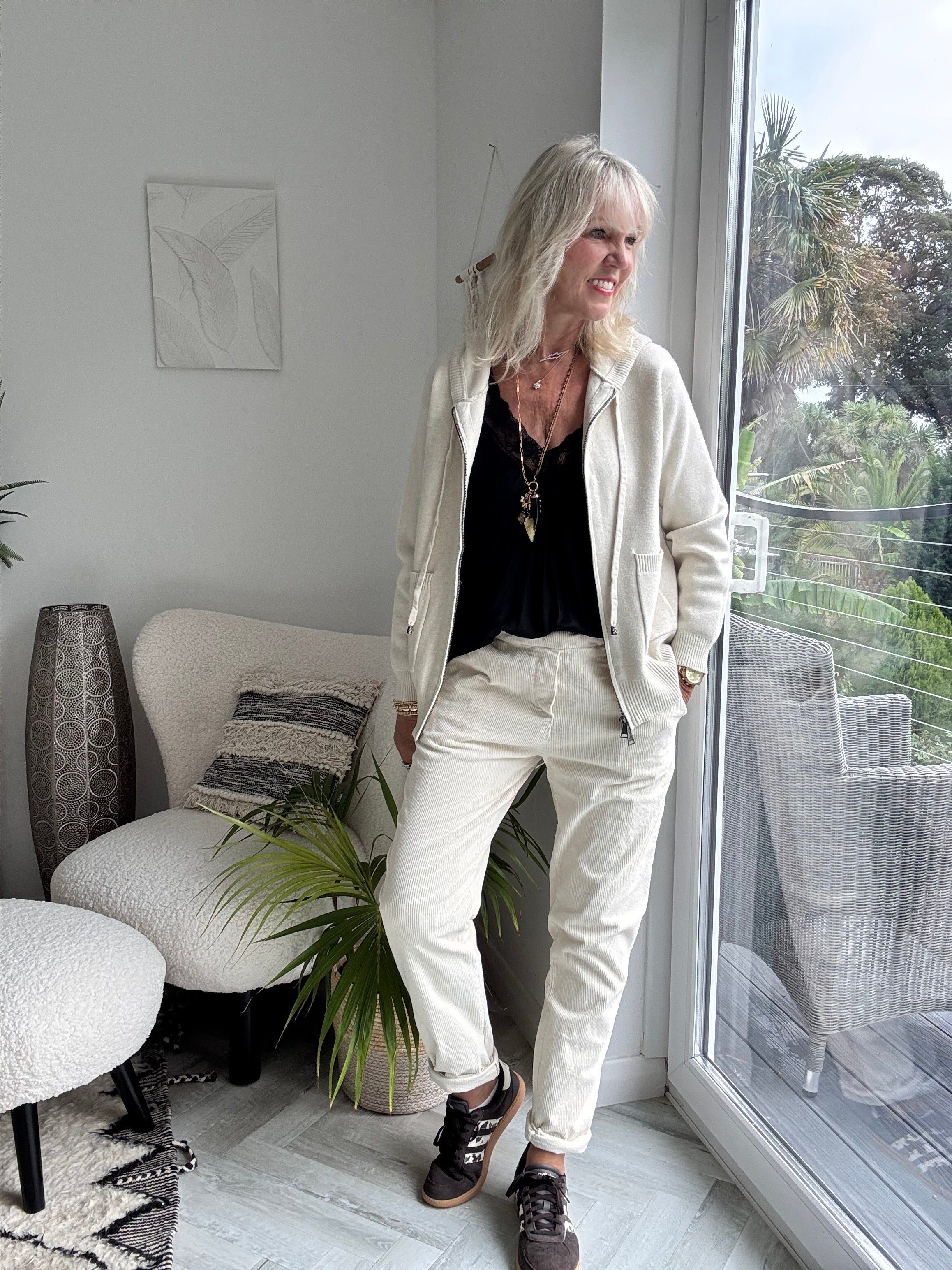 Luxe Cord Joggers in Ecru