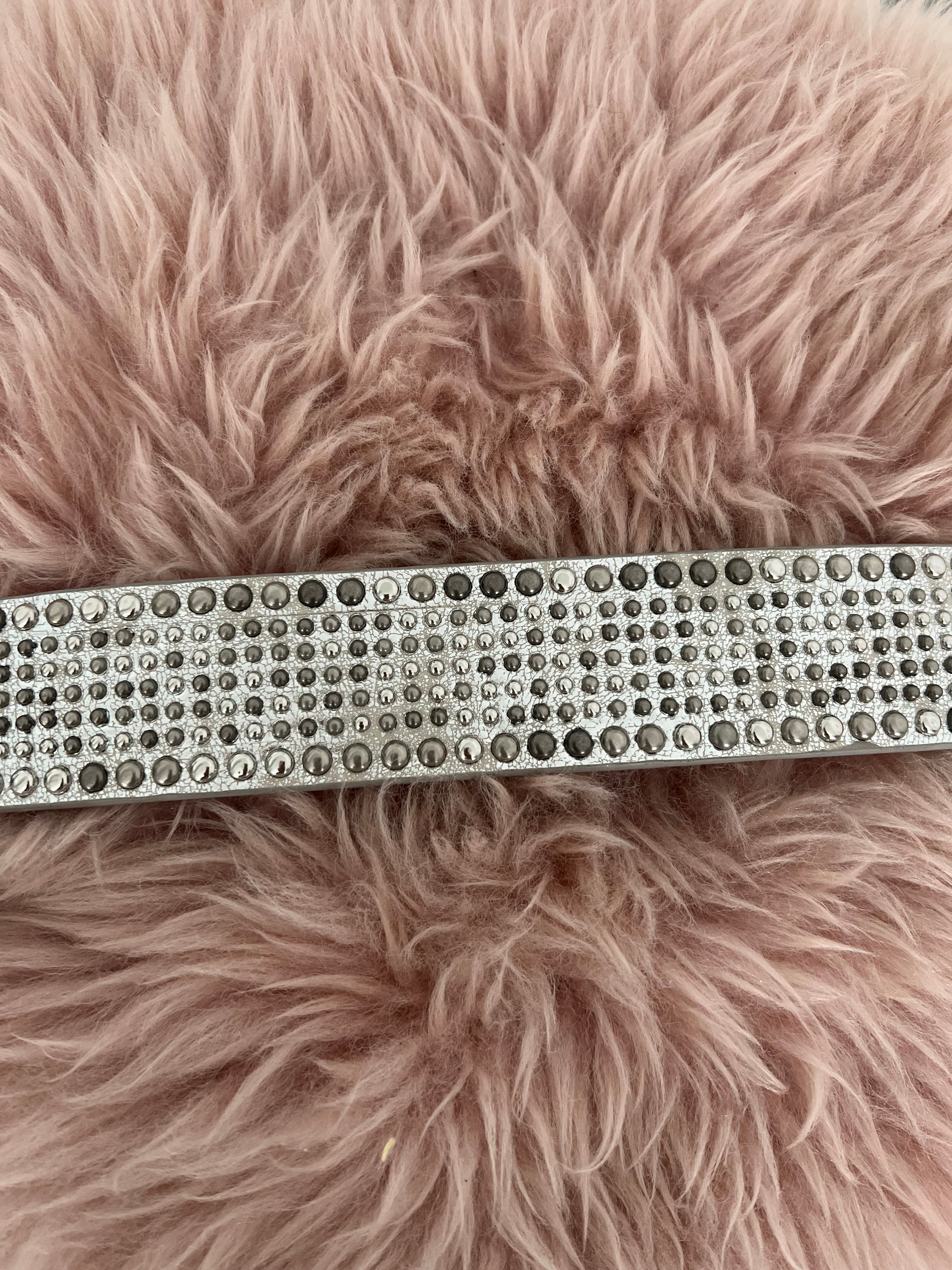 Studded Leather Belt in Silver