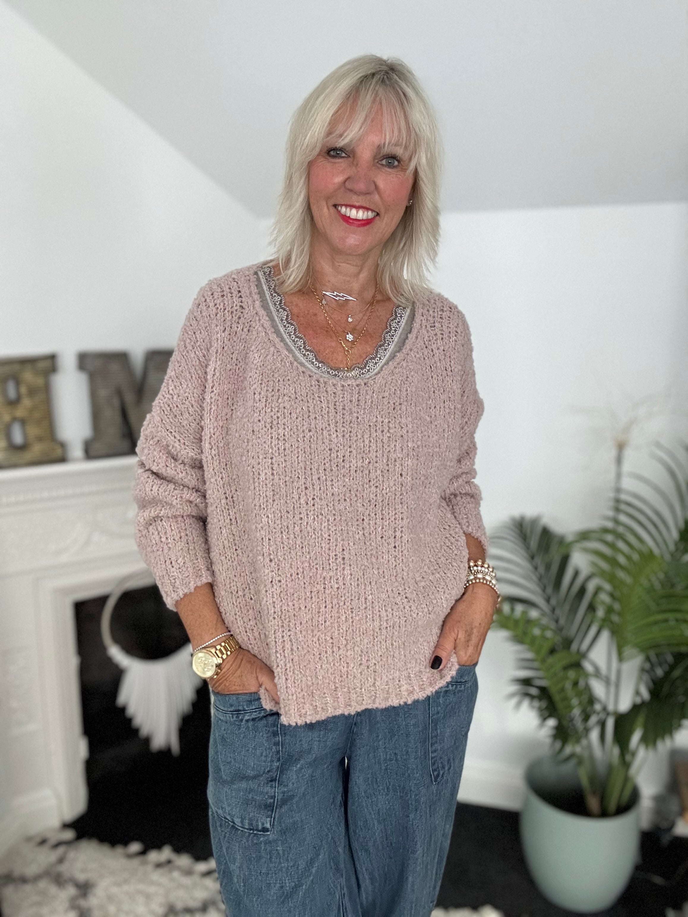 Boucle Jumper in Soft Pink
