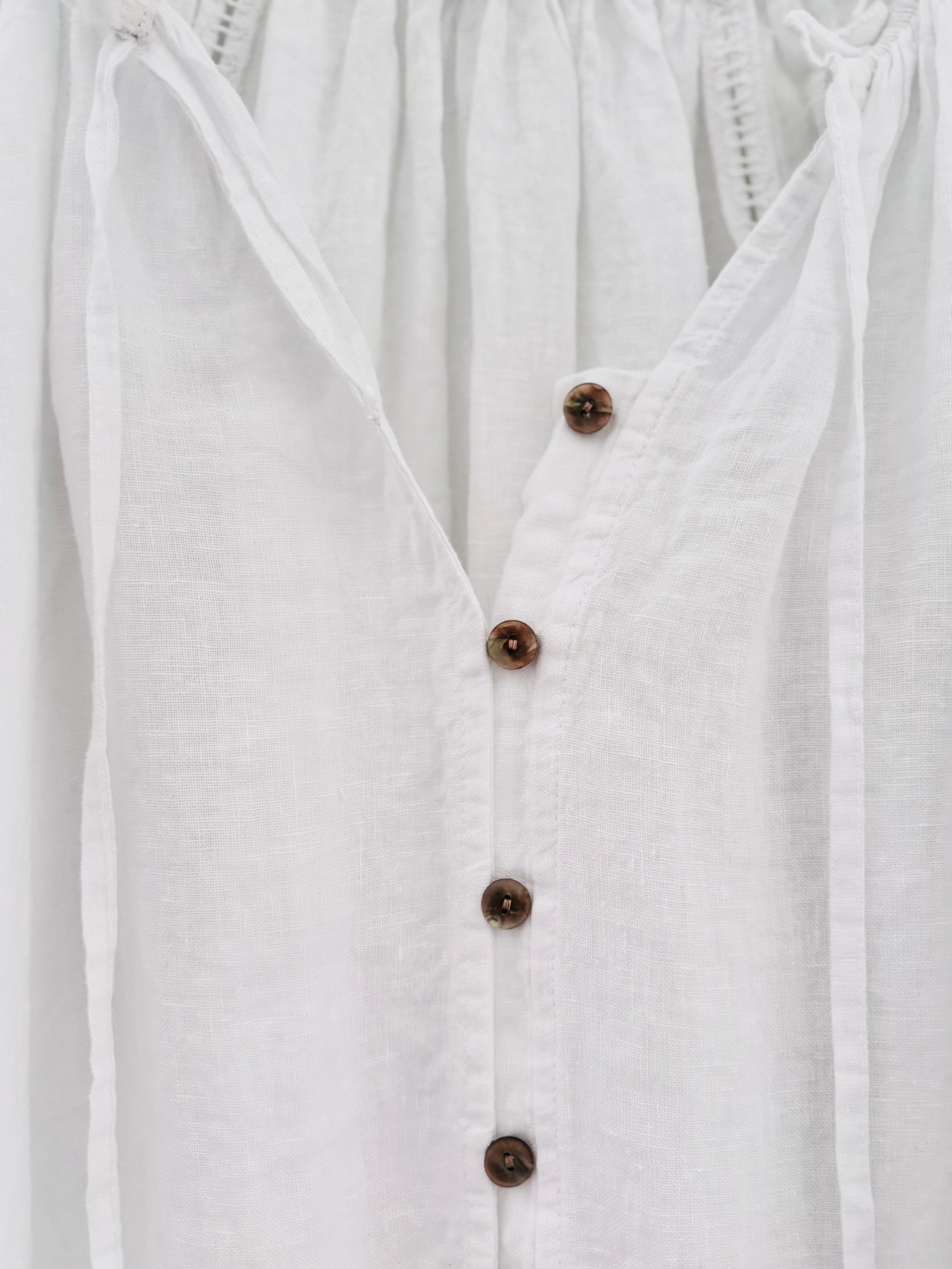 Pure Linen Designer Blouse in White