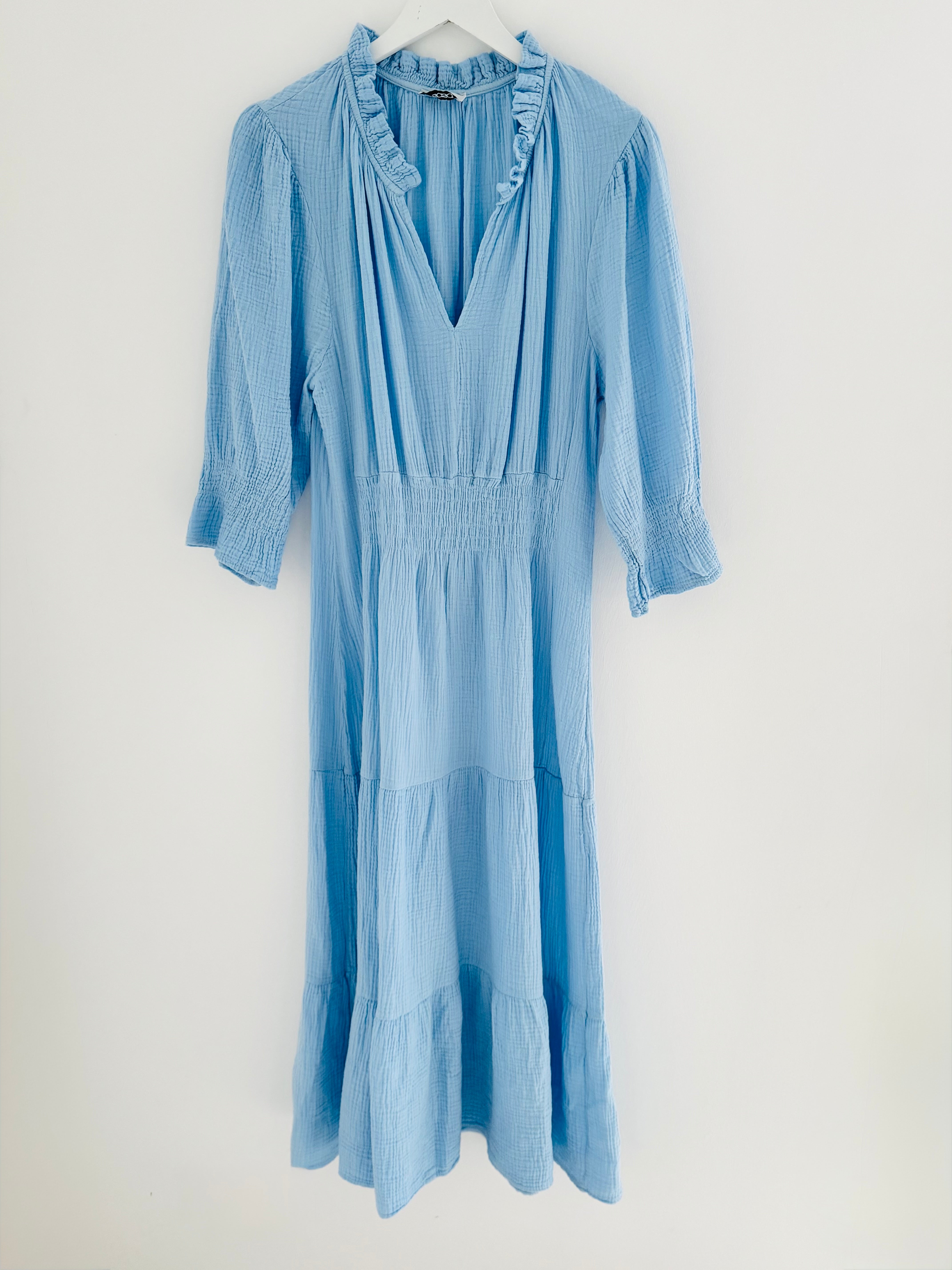Cheesecloth Midi Dress in Blue