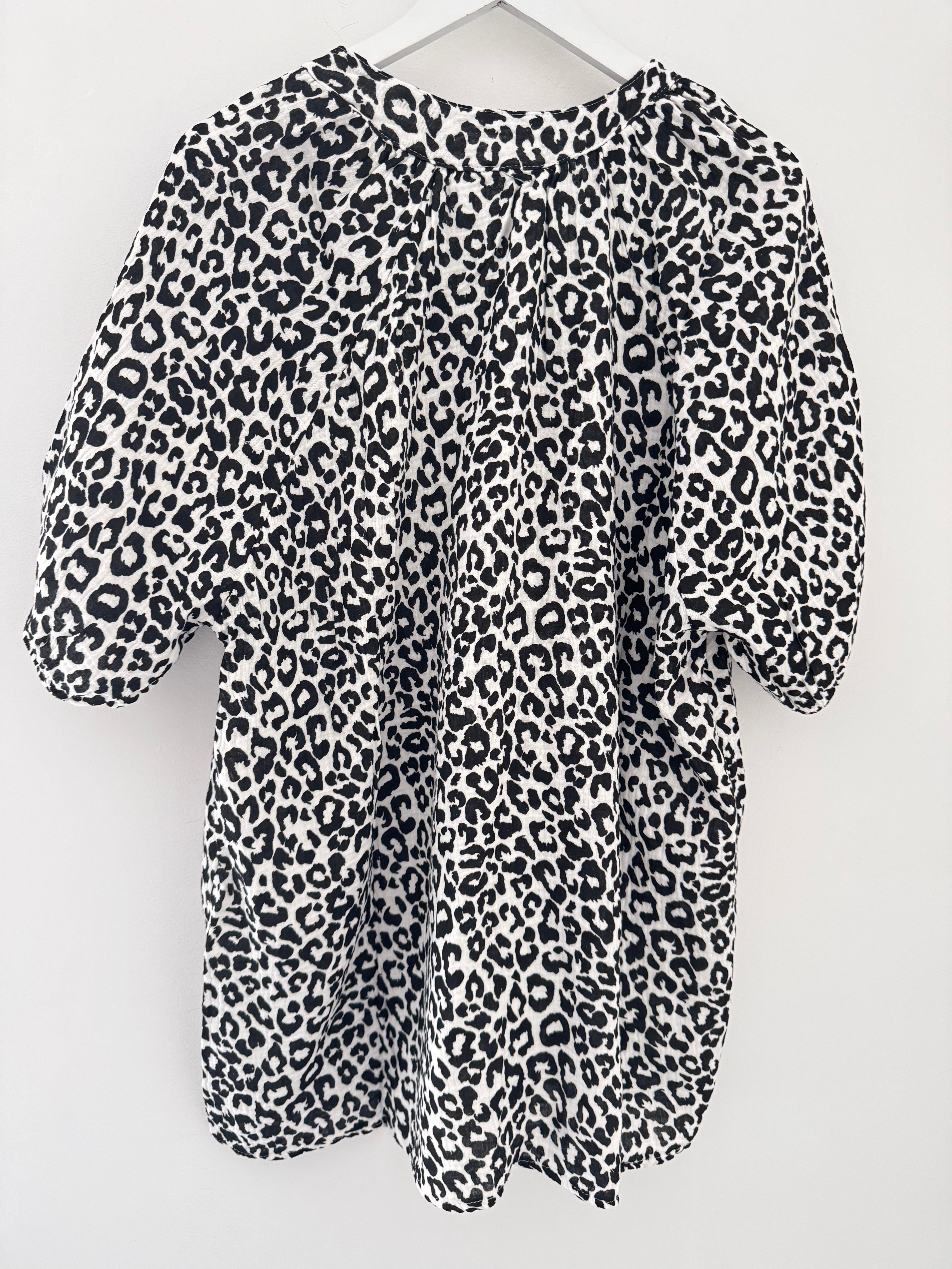 Oversized Cheesecloth Top in Leopard Print