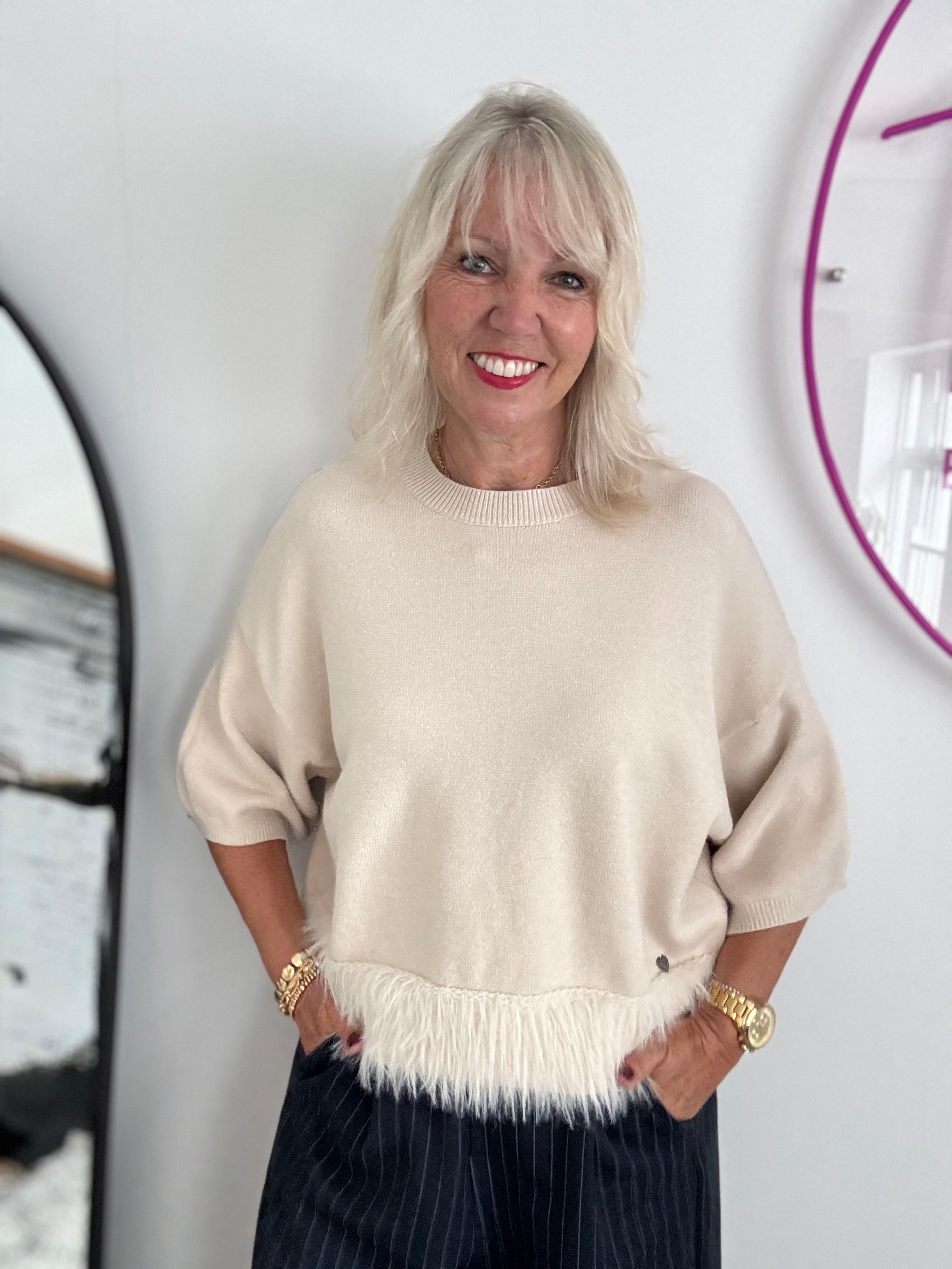 Luxe Fringe Jumper in Ecru
