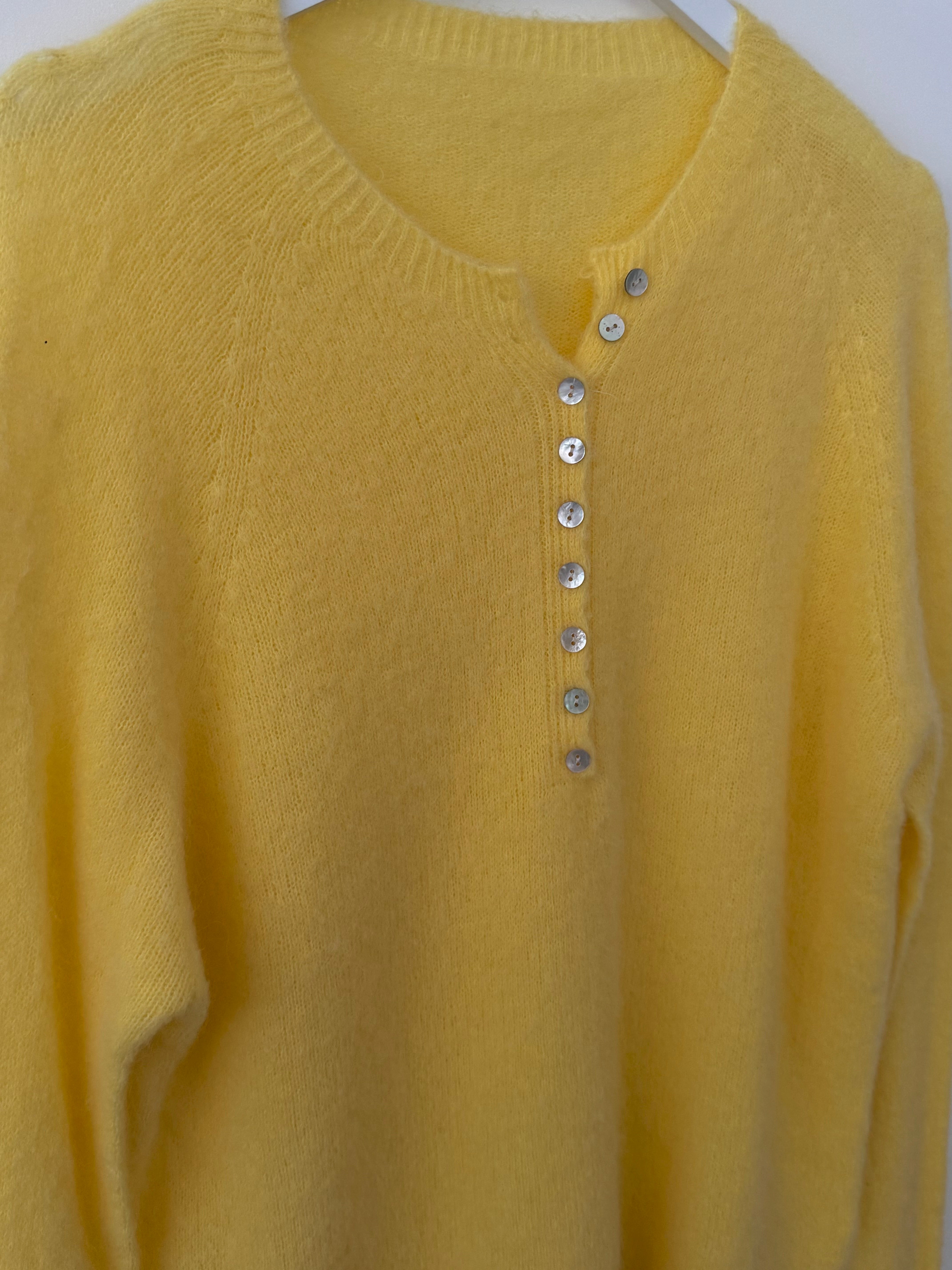 Softie Jumper with Button Neck in Yellow