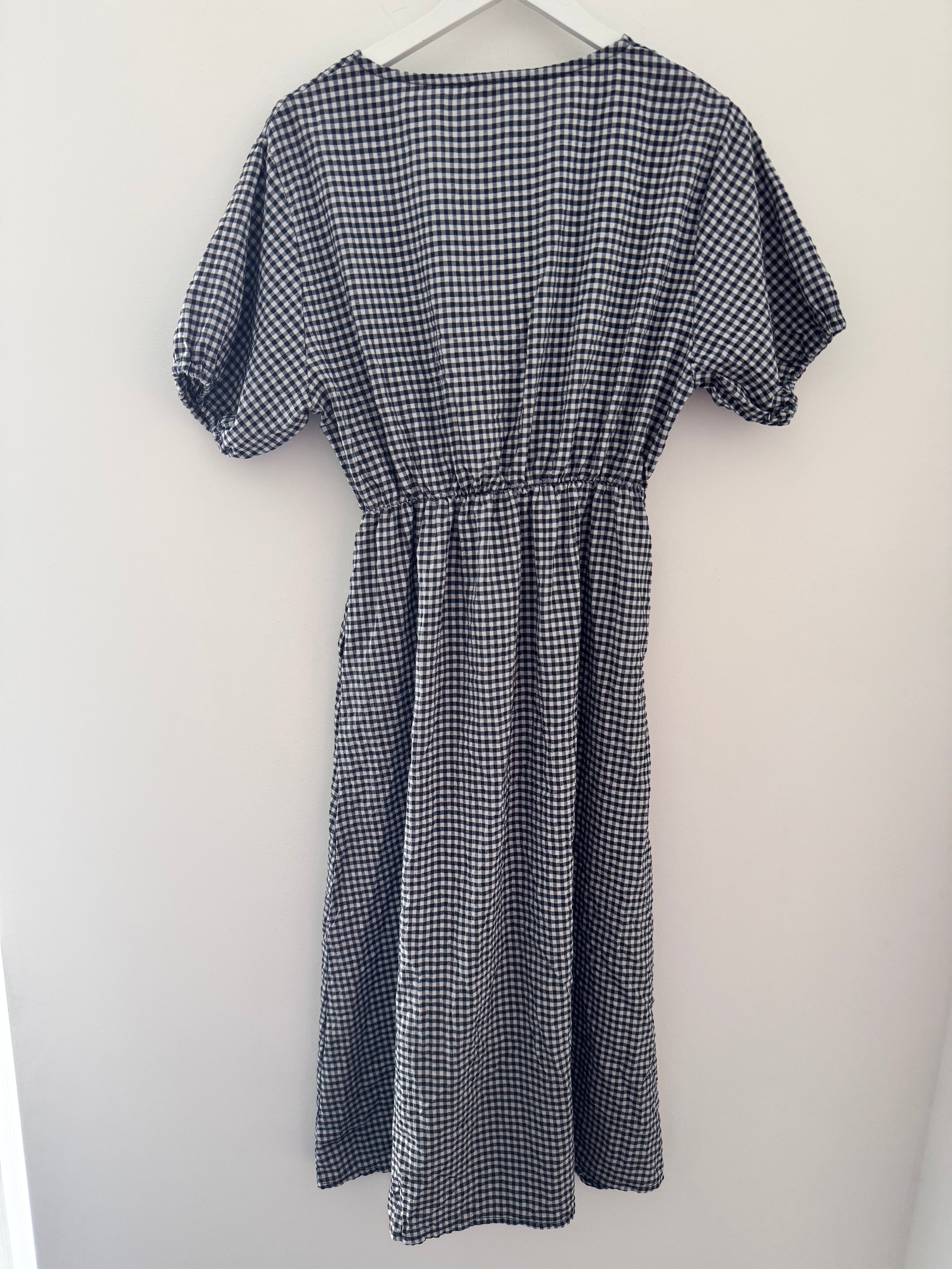 Gingham Dress in Navy & White