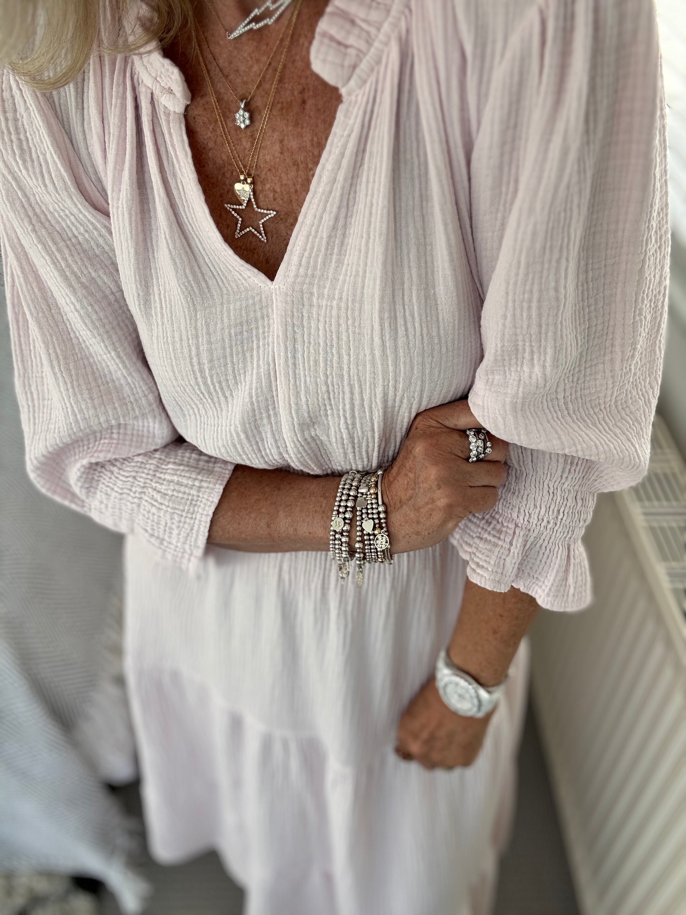 Cheesecloth Midi Dress in Shell Pink