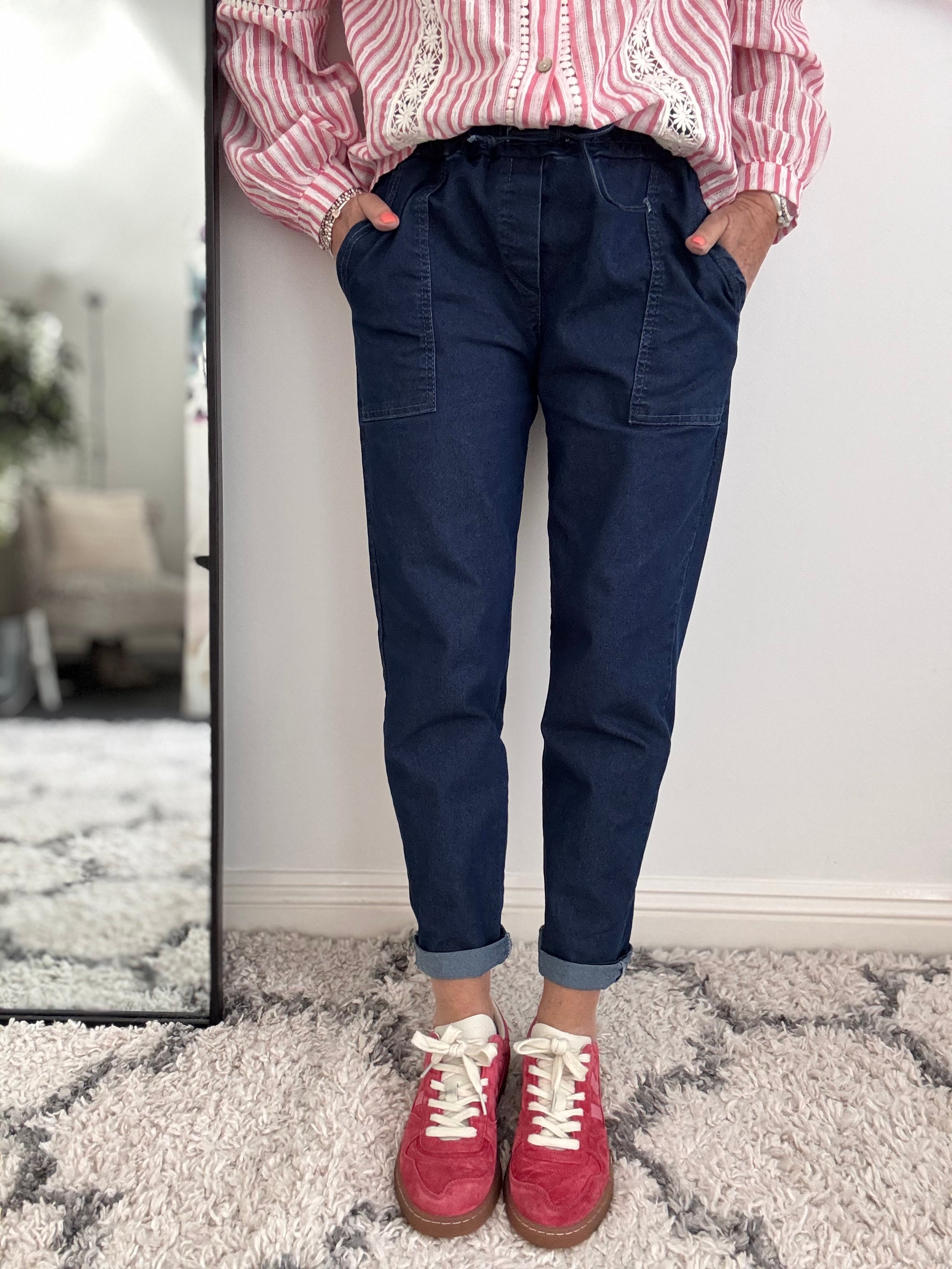 Denim Pull On Joggers with Deep Front Pockets