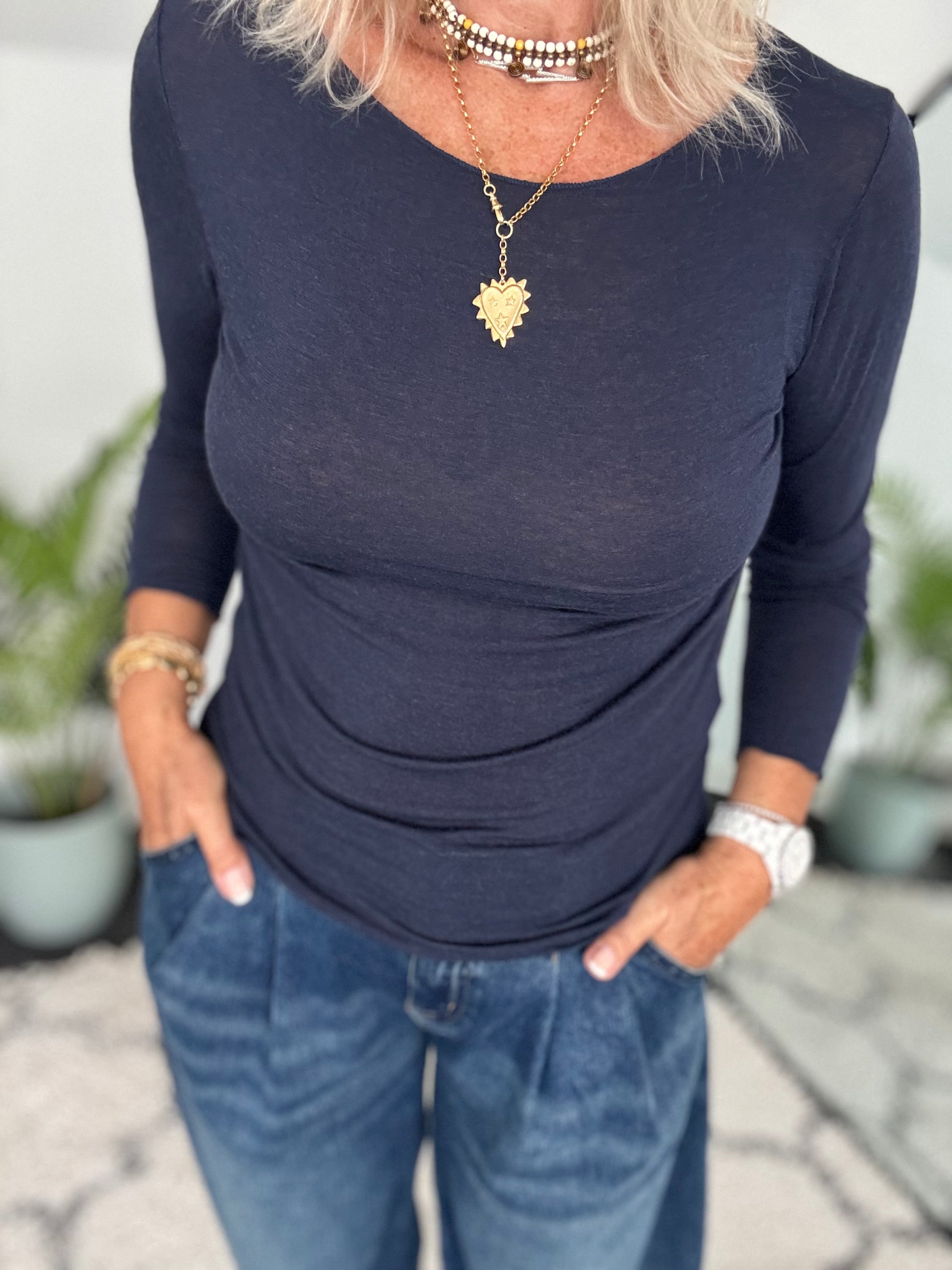Ultrasoft Cashmere Blend Base Layer in Navy