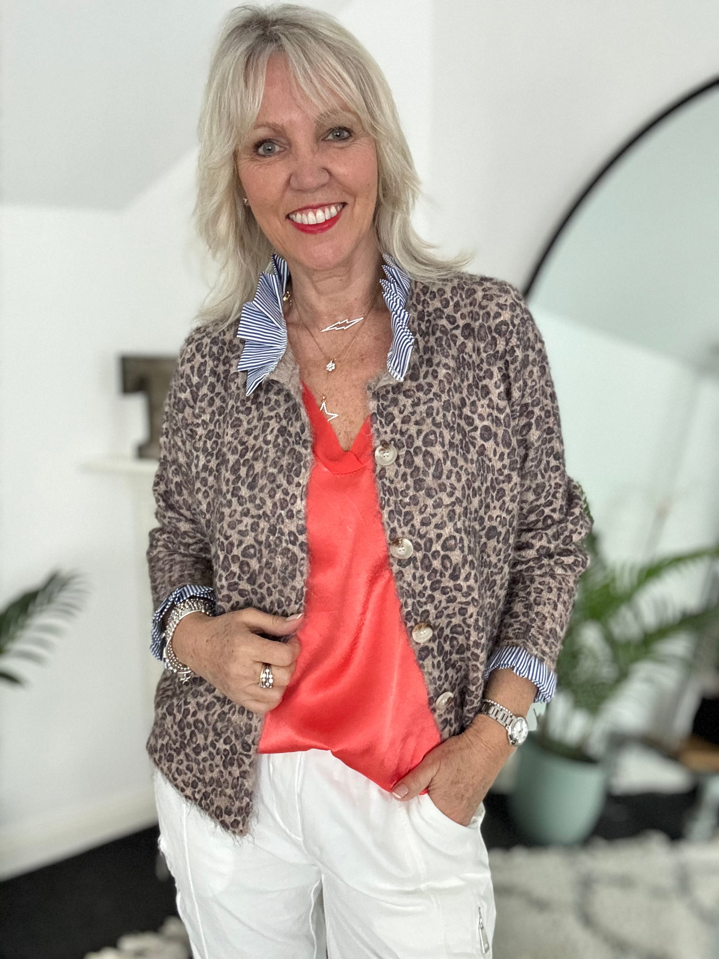 Silky V Neck Tank in Coral