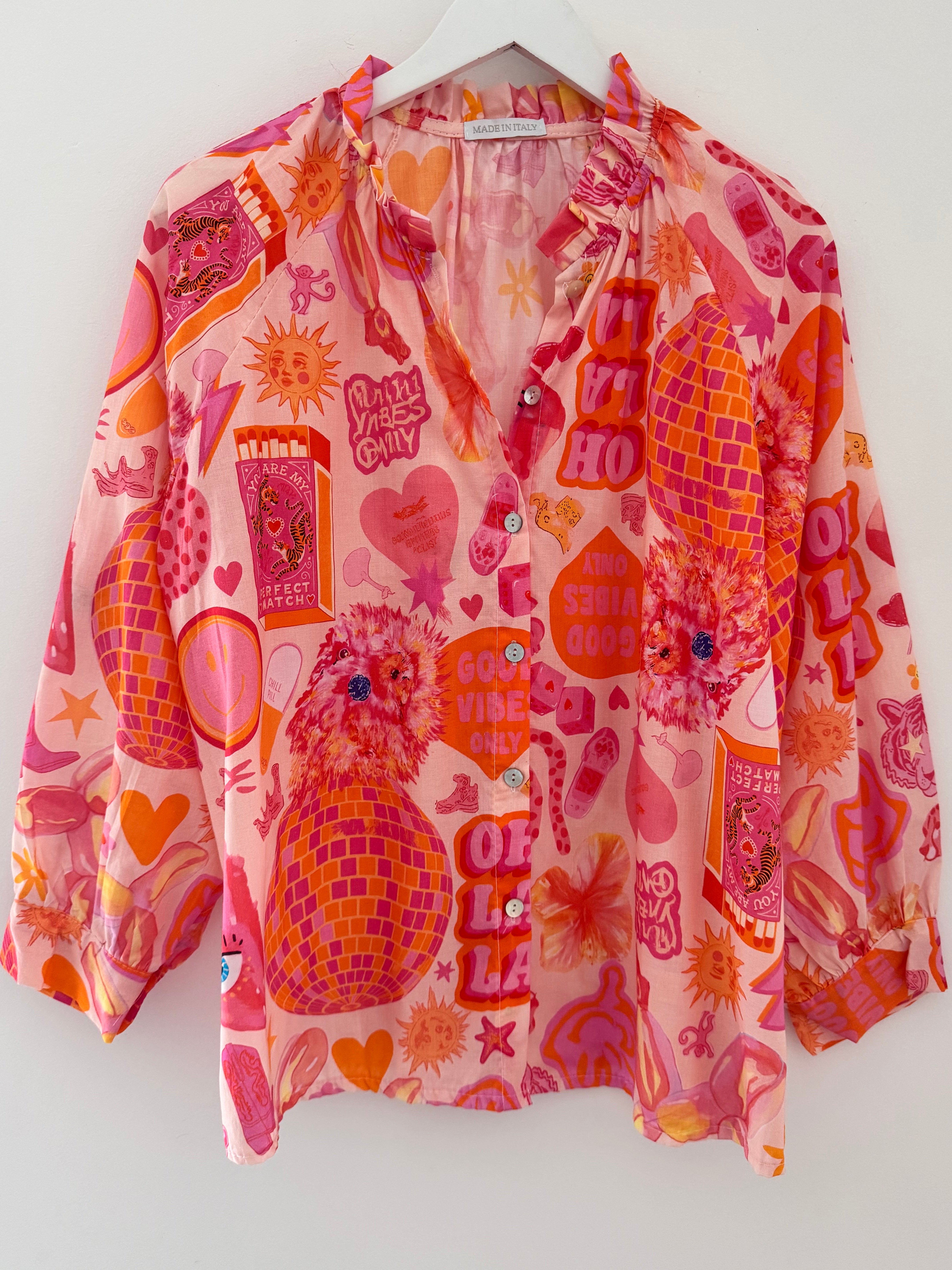 Striking Blouse in Pink & Orange