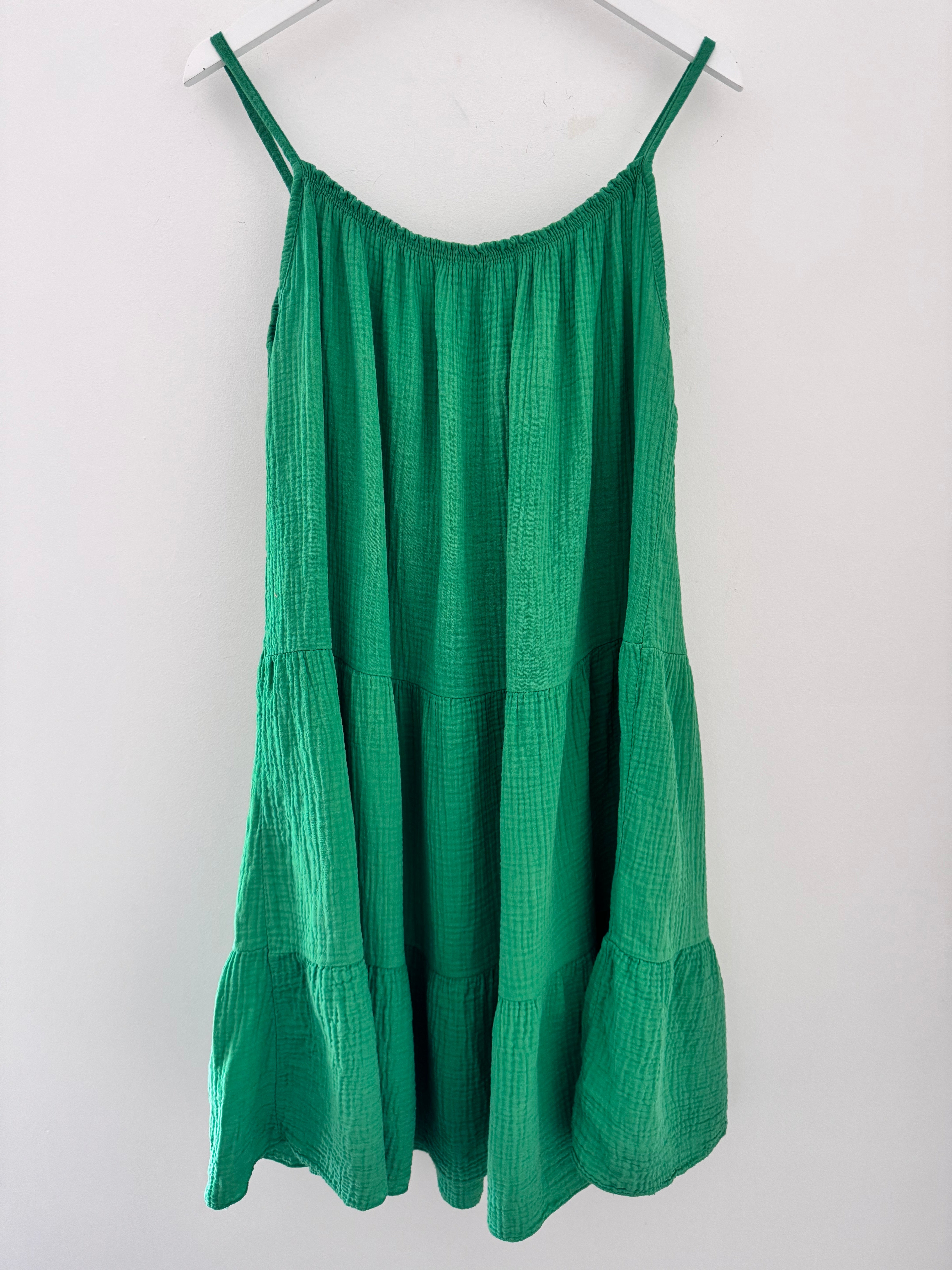 Cheesecloth Dress in Emerald