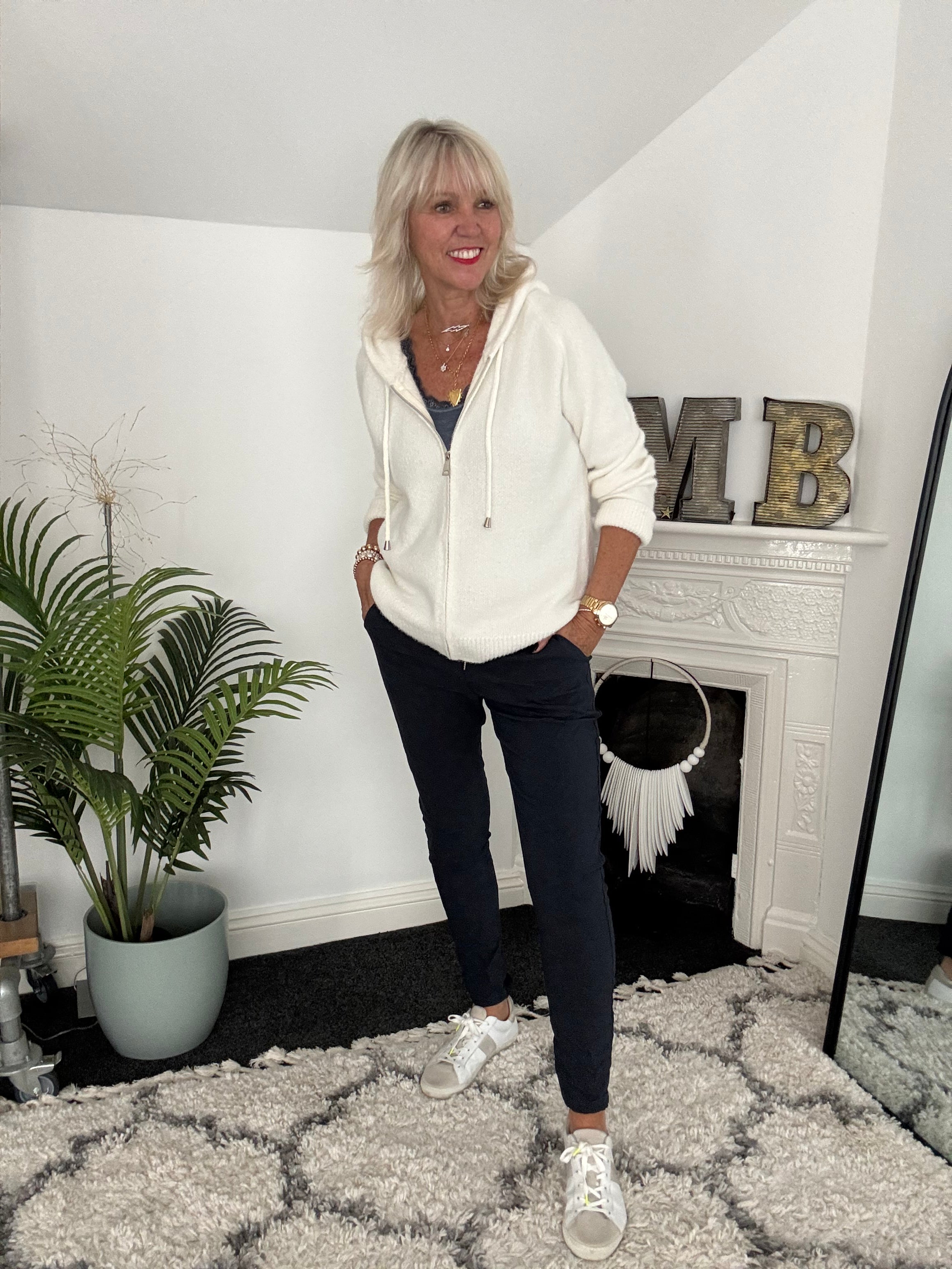 Super Stretch Joggers with Sparkly Tie in Ink