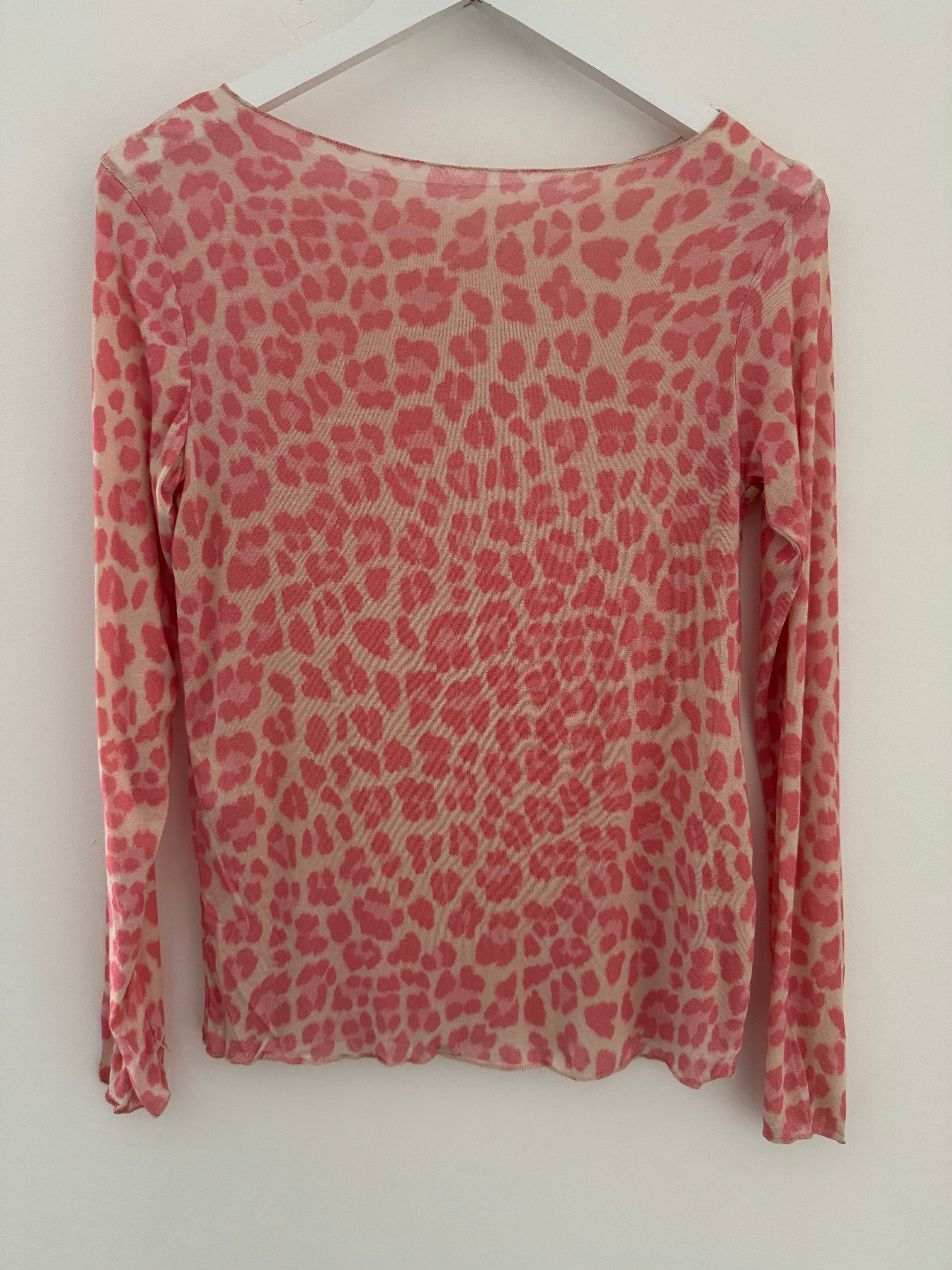 Ultrasoft Cashmere Blend Base Layer in Coral Pink Leopard
