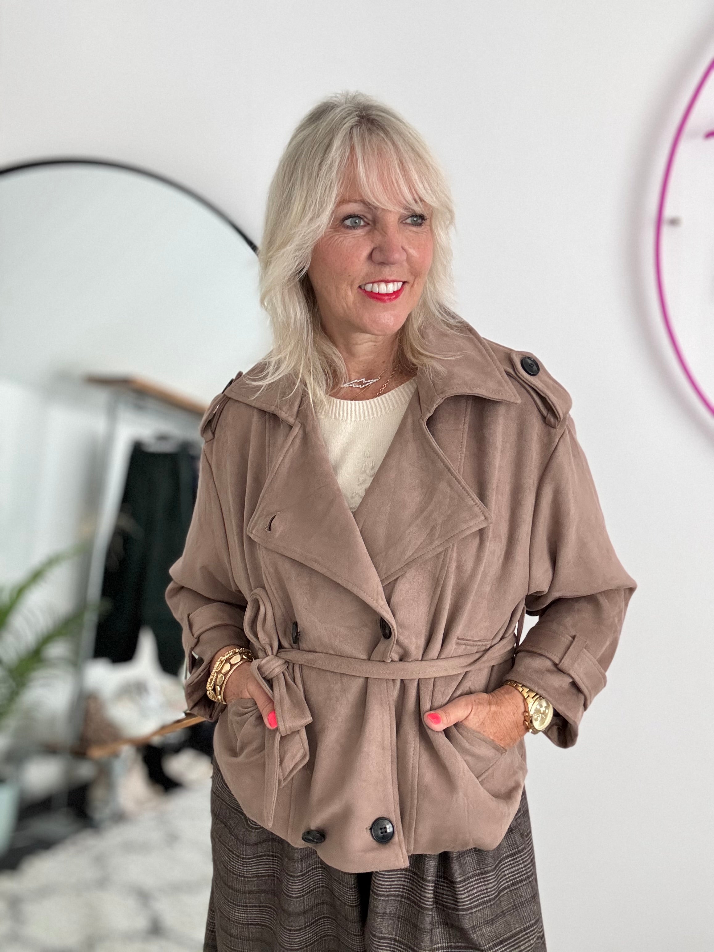 Luxe Suede Jacket in Soft Mole