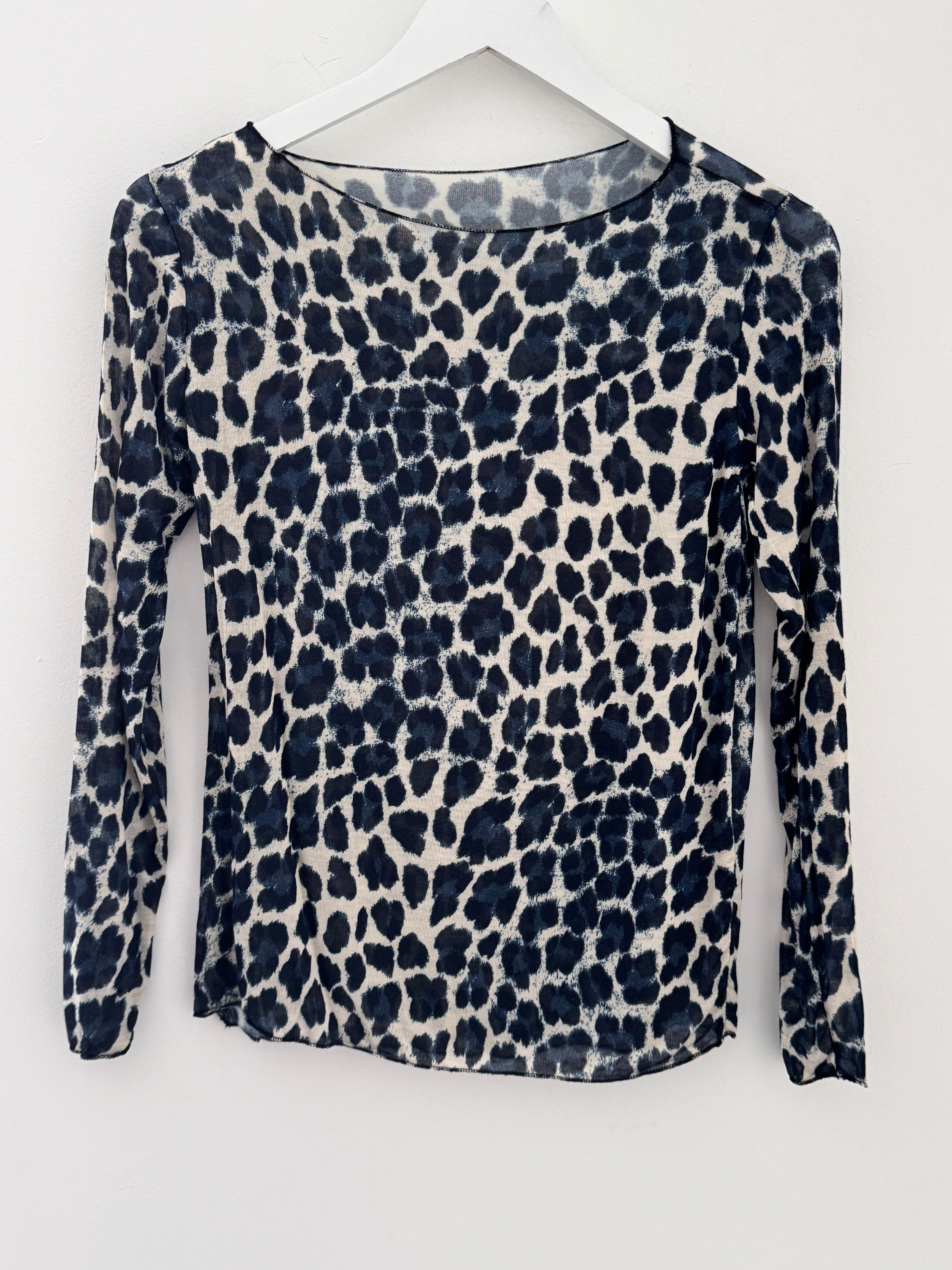Ultrasoft Cashmere Blend Base Layer in Blue Leopard