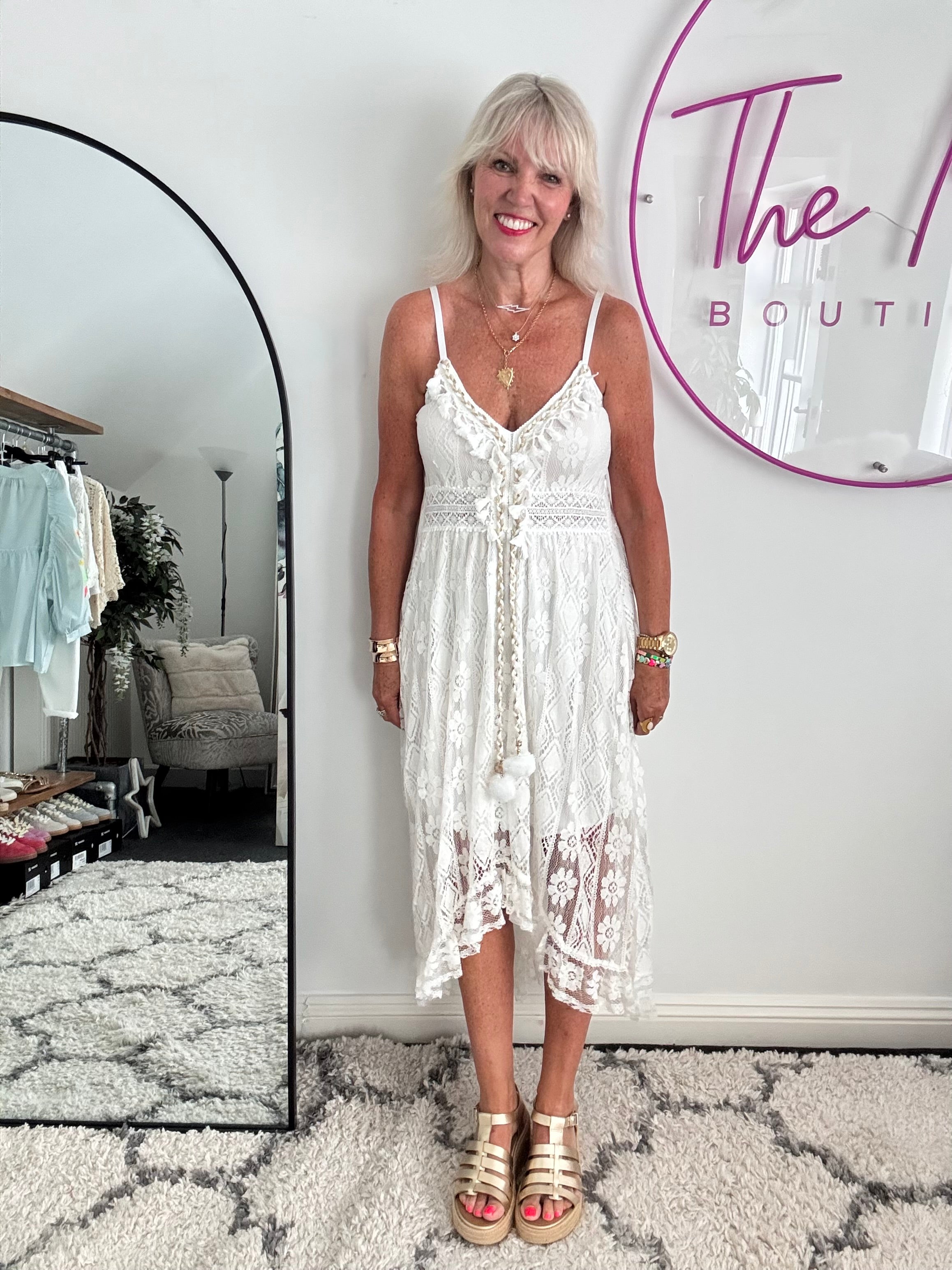 Summer Tassel Dress in Ivory