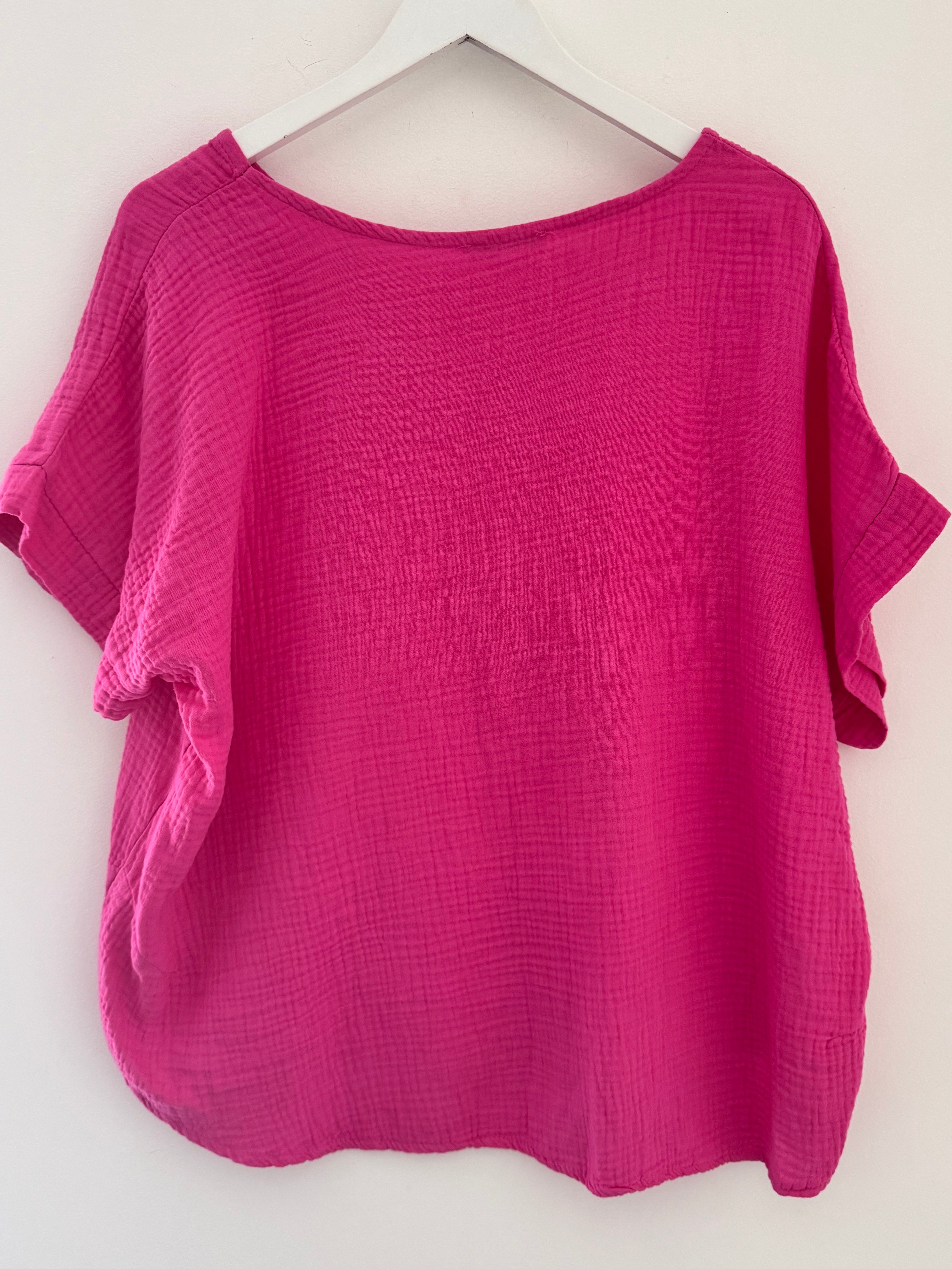 Cheesecloth Top in Fuchsia