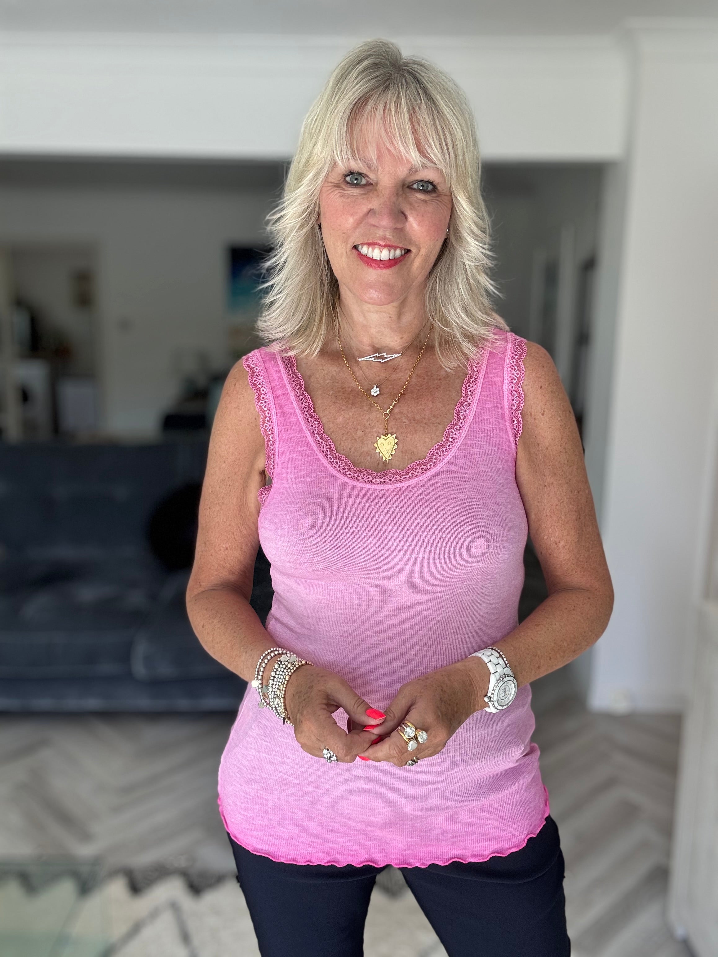 Luxe Ribbed Vest in Pink