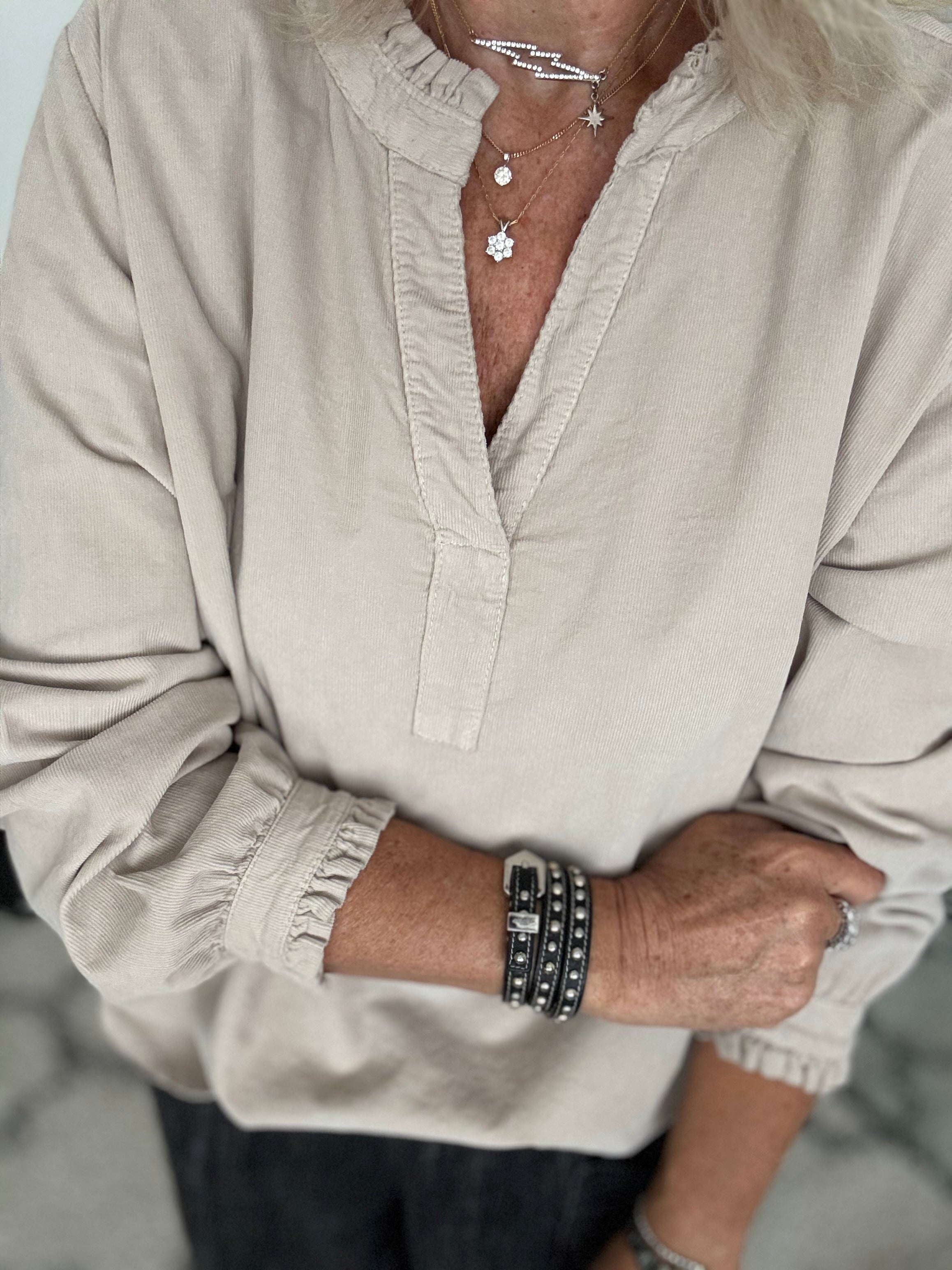 Soft Fine Cord Shirt in Stone