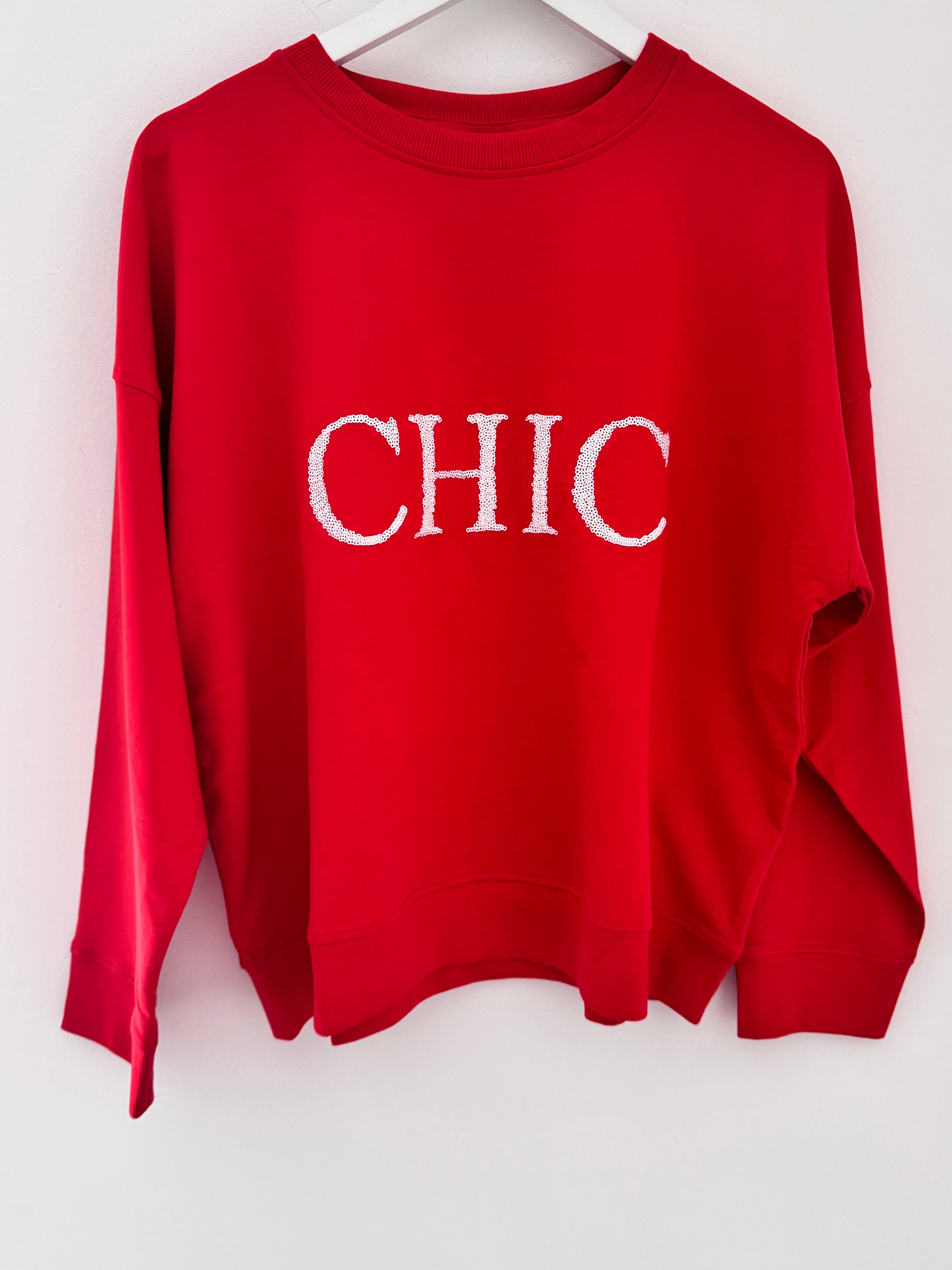 Chic Sequin Sweatshirt in Red