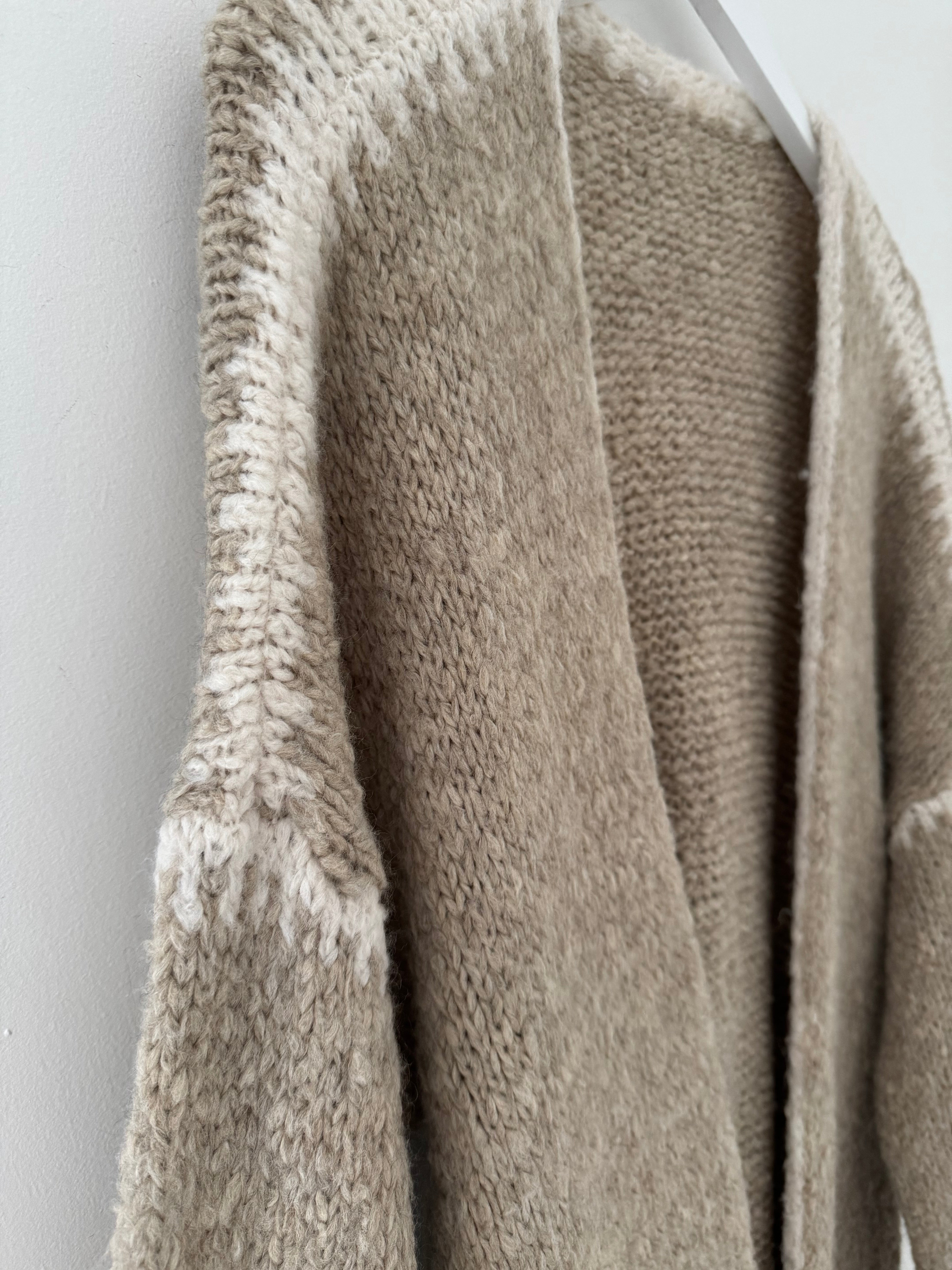 Whip Stitch Cardi in Stone & Ivory